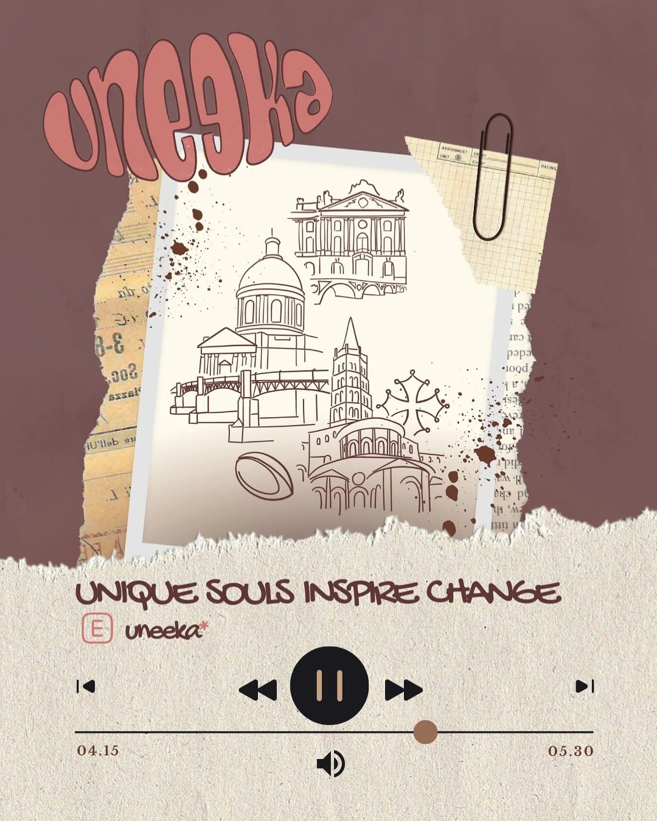 ✨ ON VOUS D&Eacute;VOILE NOTRE SLOGAN

Chez uneeka*, chaque &acirc;me contribue &agrave; &eacute;crire l&rsquo;histoire de Toulouse. 

❝ UNIQUE SOULS INSPIRE CHANGE ❞

Voil&agrave; notre slogan, c&rsquo;est notre ADN, notre engagement, notre vision.
