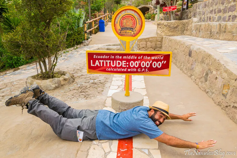 man lying on equator line