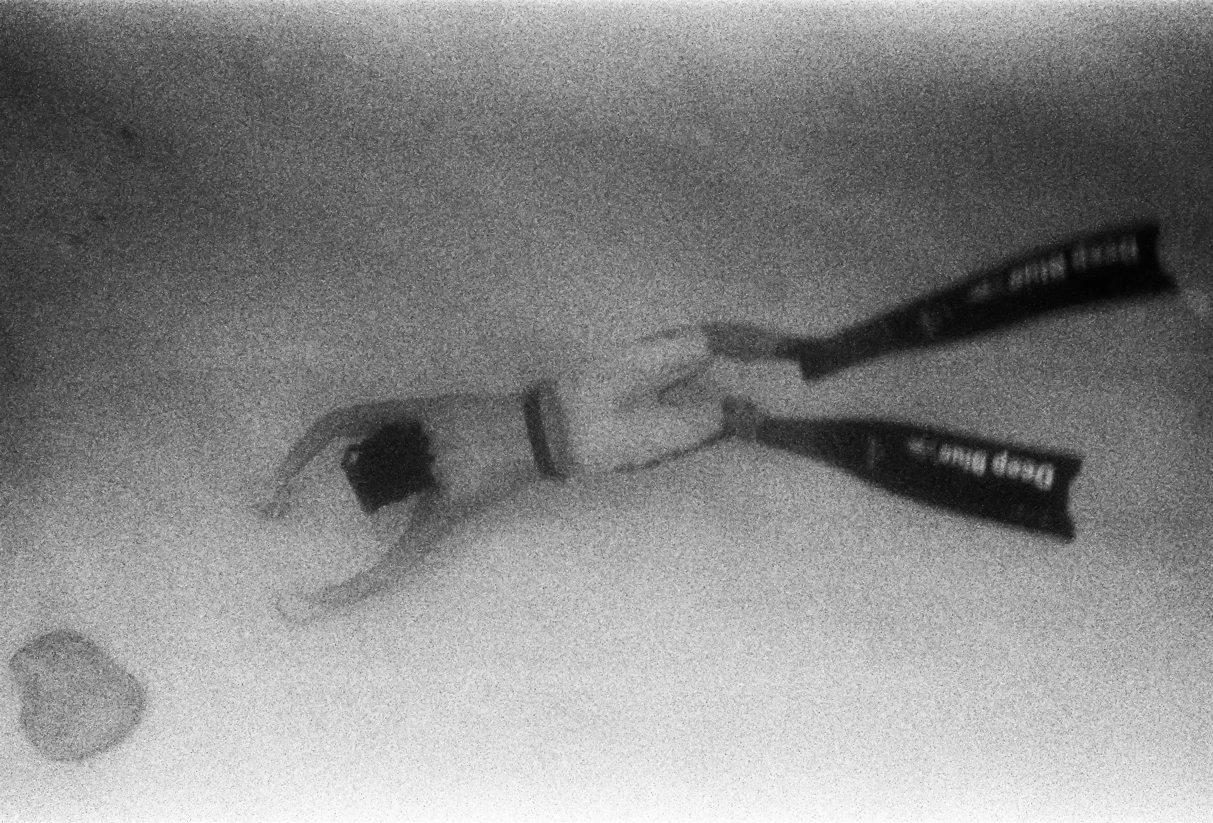 A person diving underwater in Hawaii, wearing a swimsuit with swim fins on their feet.