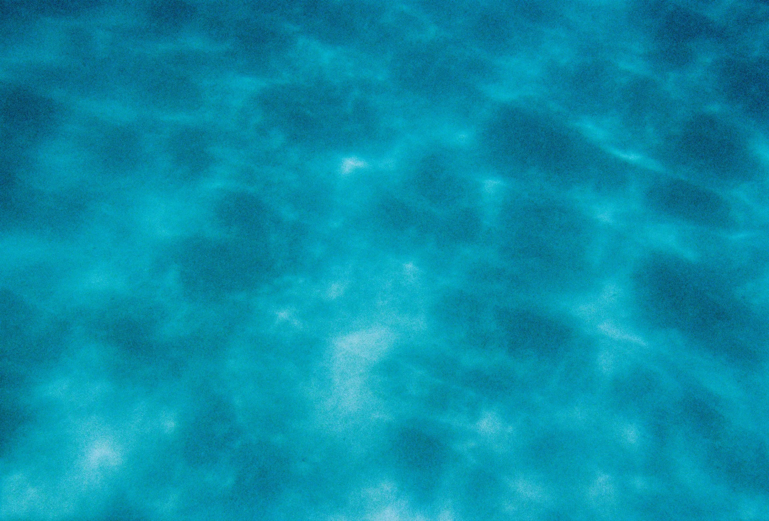 A close-up view of a body of water with gentle ripples, showing shades of blue and teal.