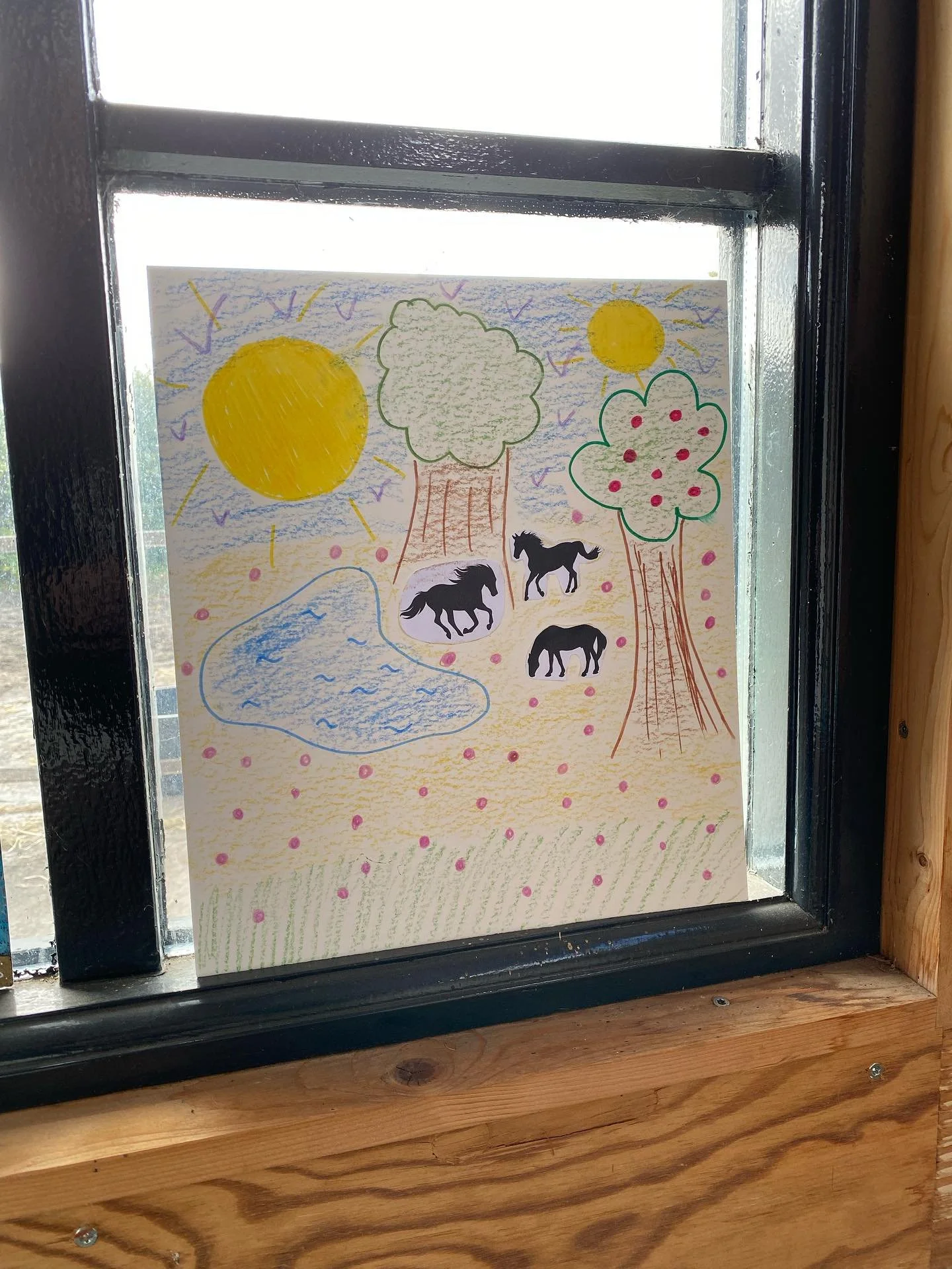 Als je goed kijkt en luistert naar een kindertekening kan je dat zoveel vertellen!
Hier maakte we met de ponyclub ons eigen gezin en iedereen die daarbij hoort. 
Ik heb er ook één gemaakt en gevoelsmatig geef je jezelf een plekje en d