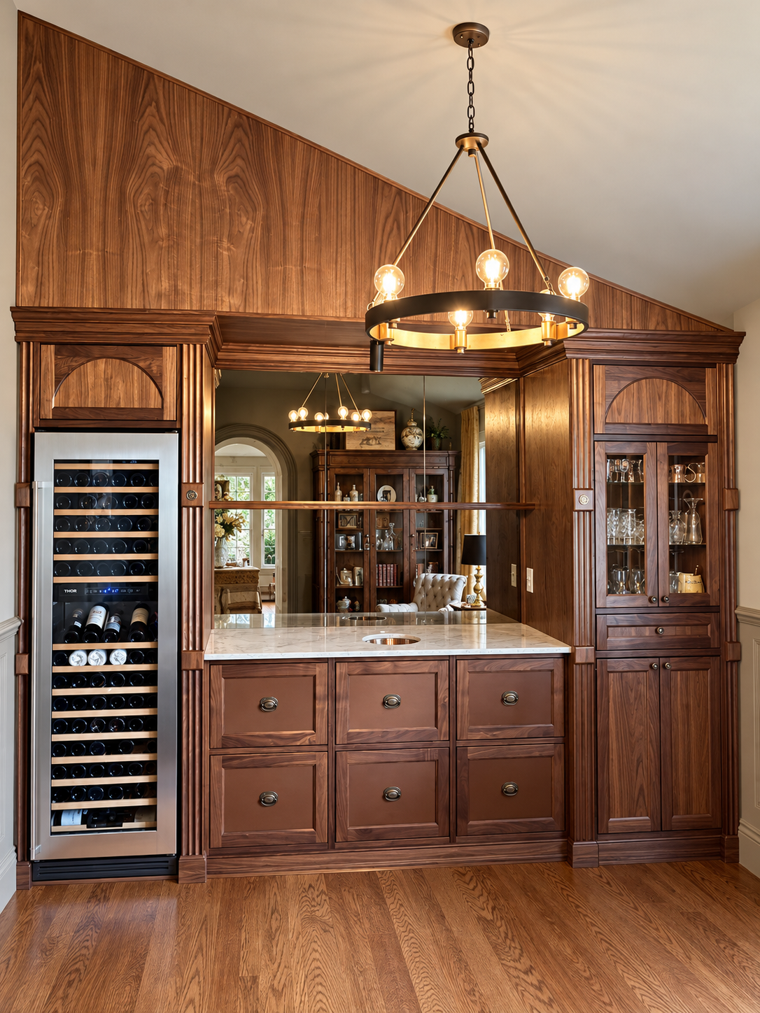 Walnut bar cabinetry