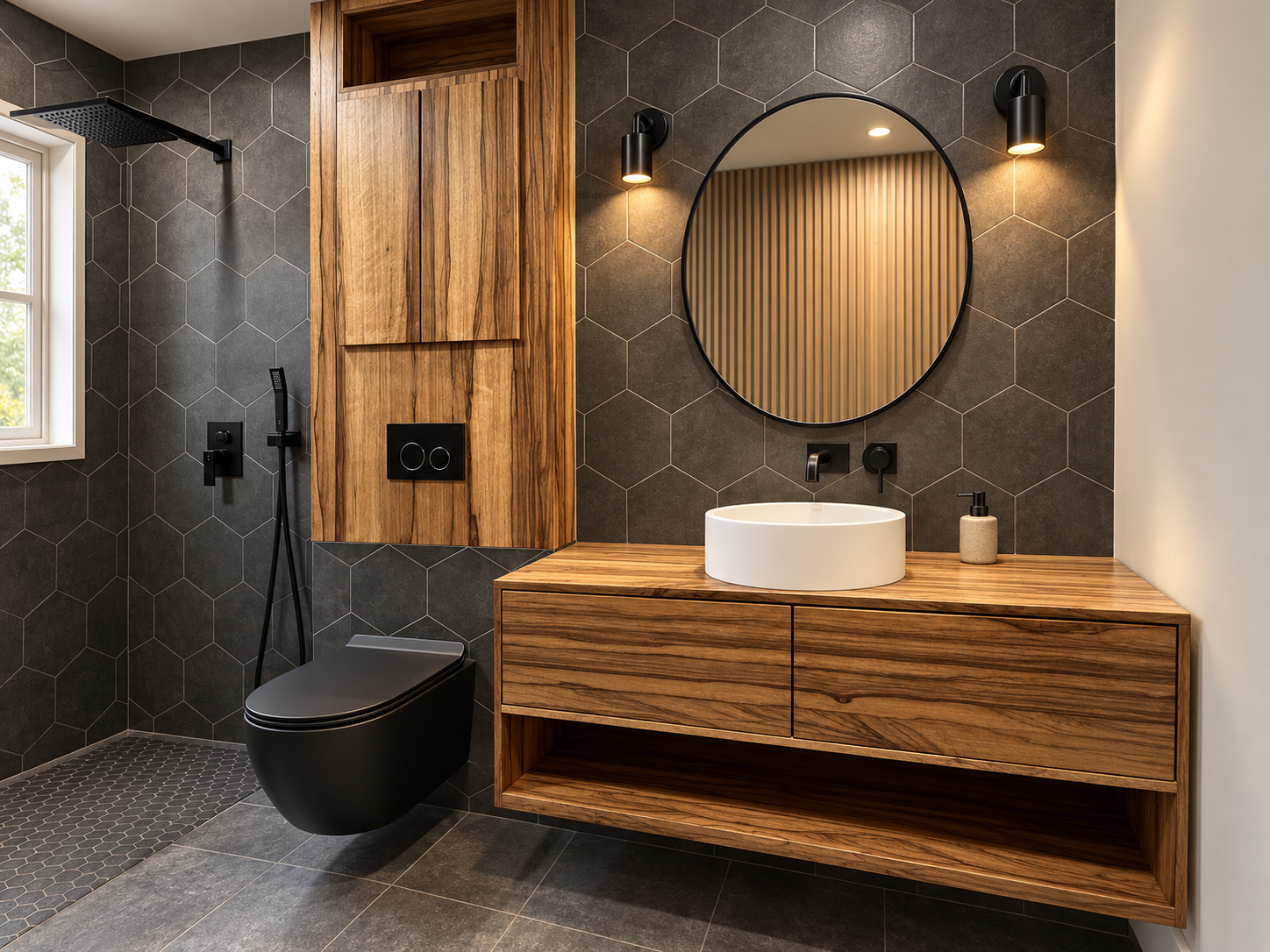 Figured wood vanity