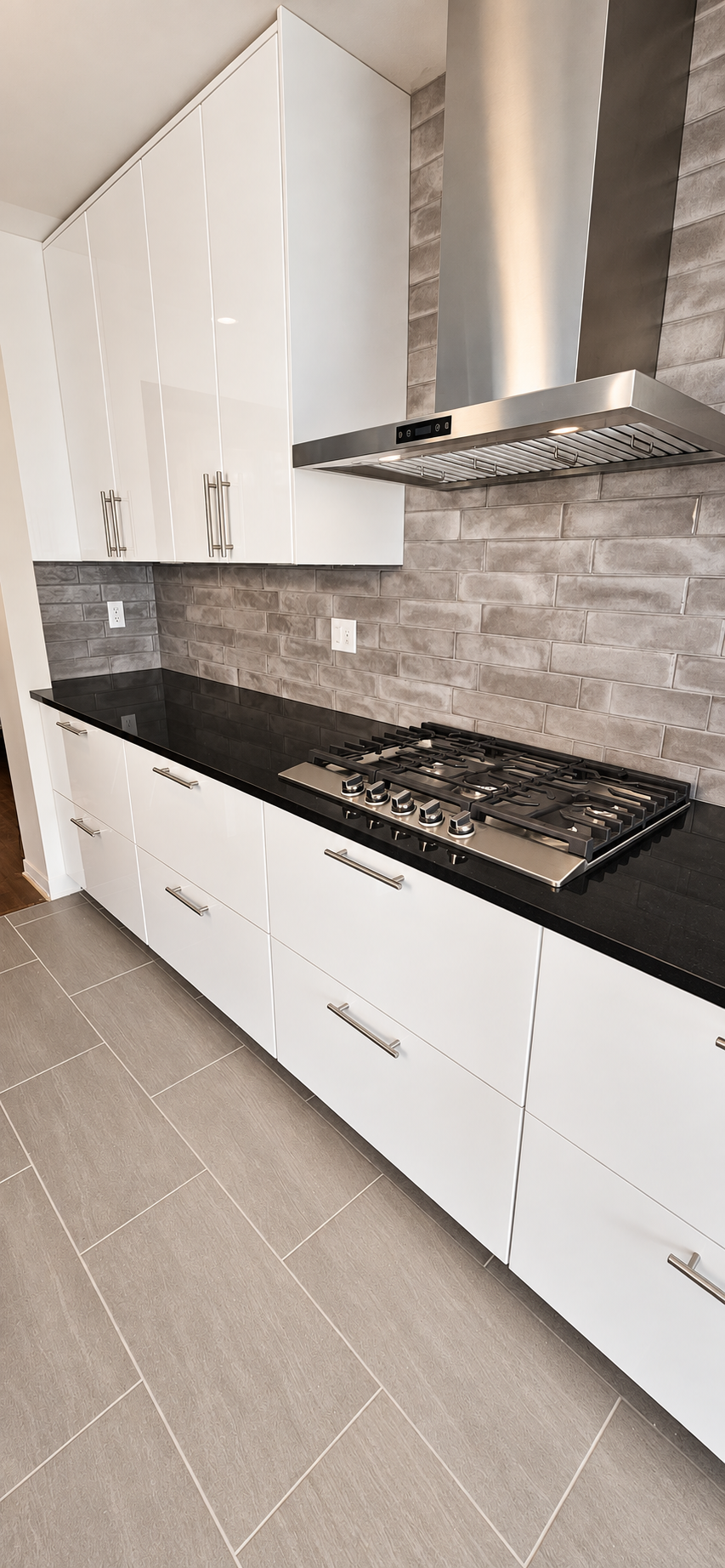 Stainless hood & tile