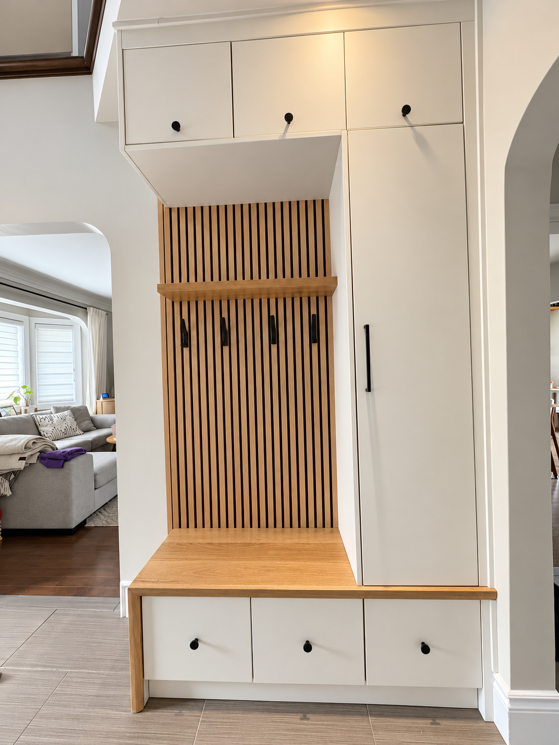 Wood slats & black hardware