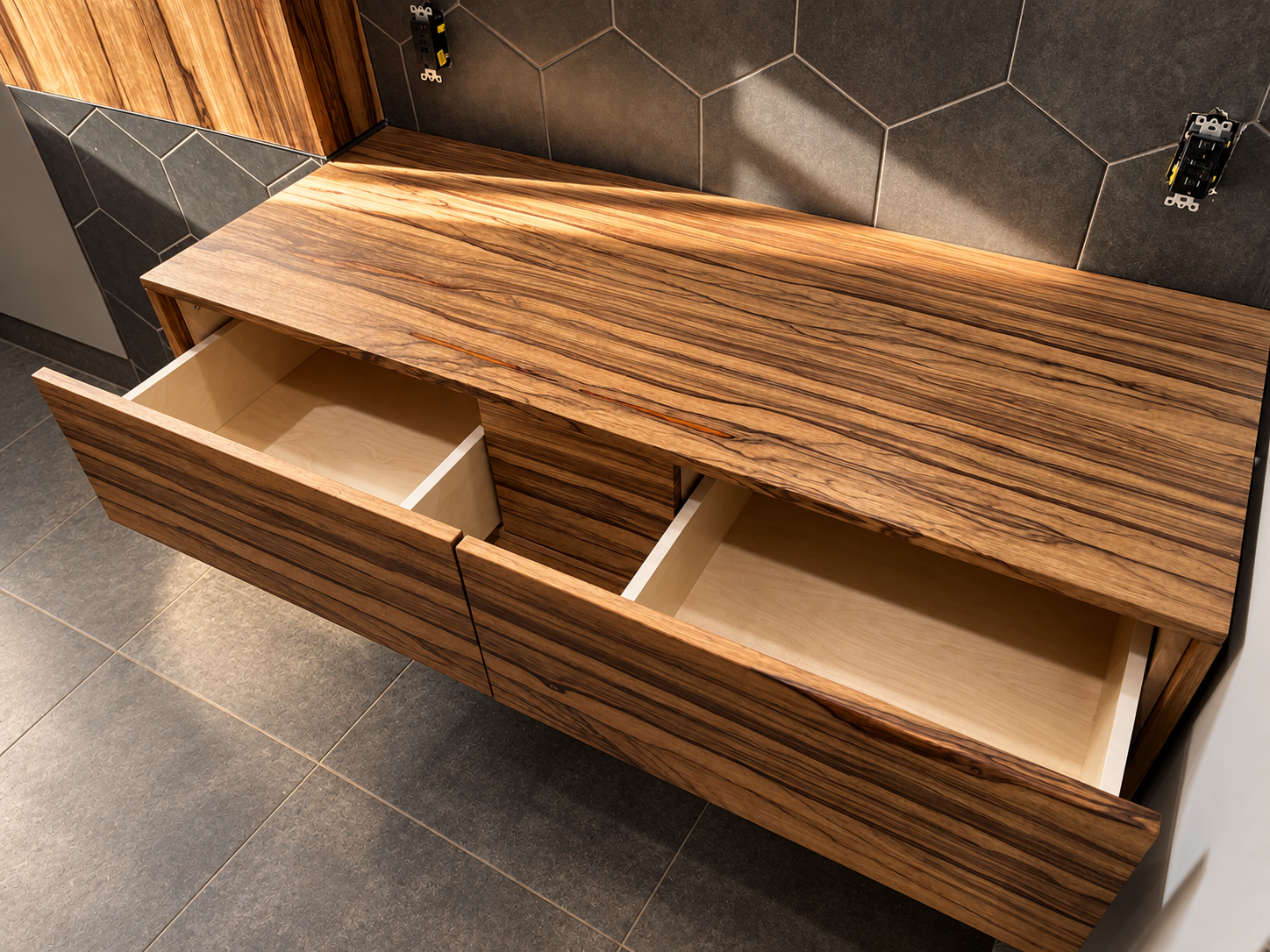 Wood-lined drawers