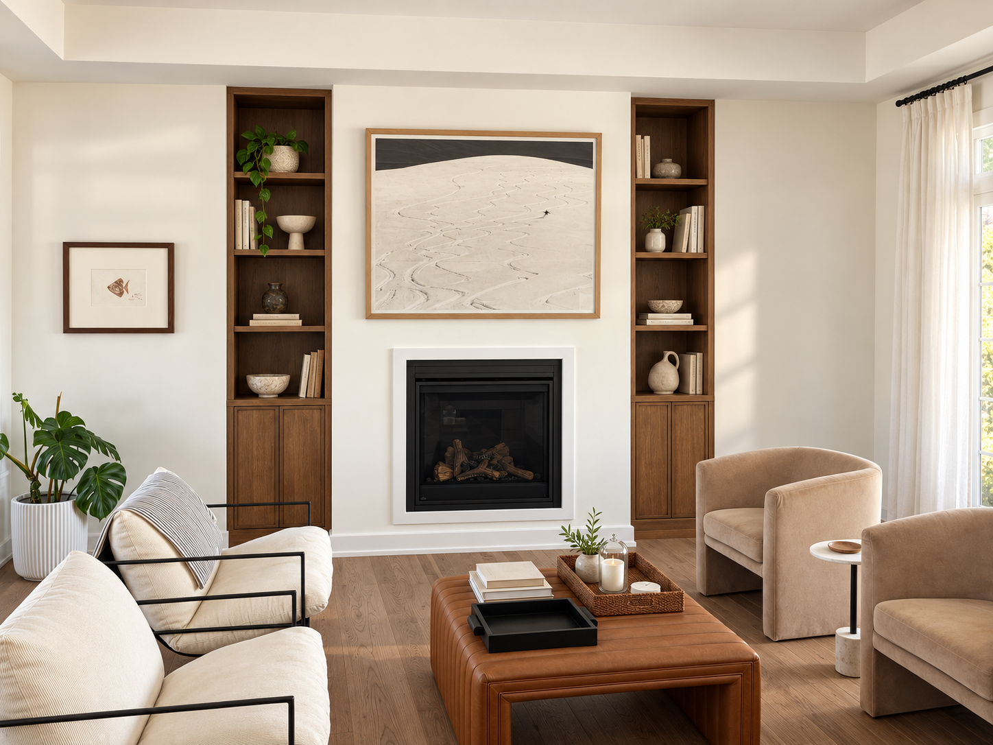 Living room fireplace built-ins