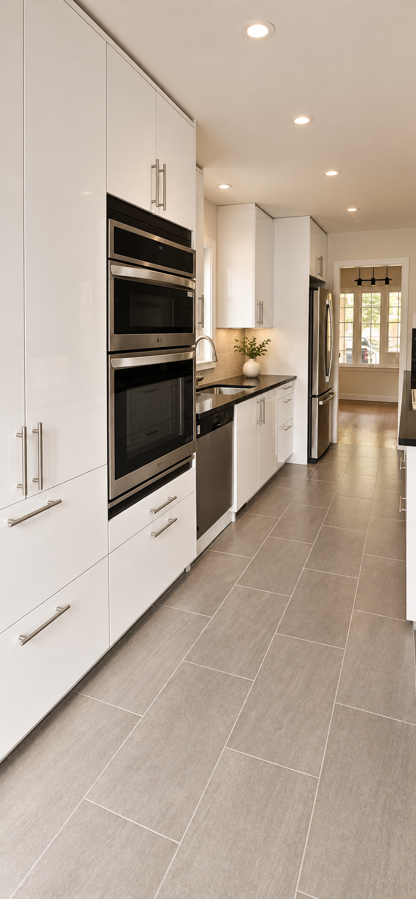 White galley kitchen