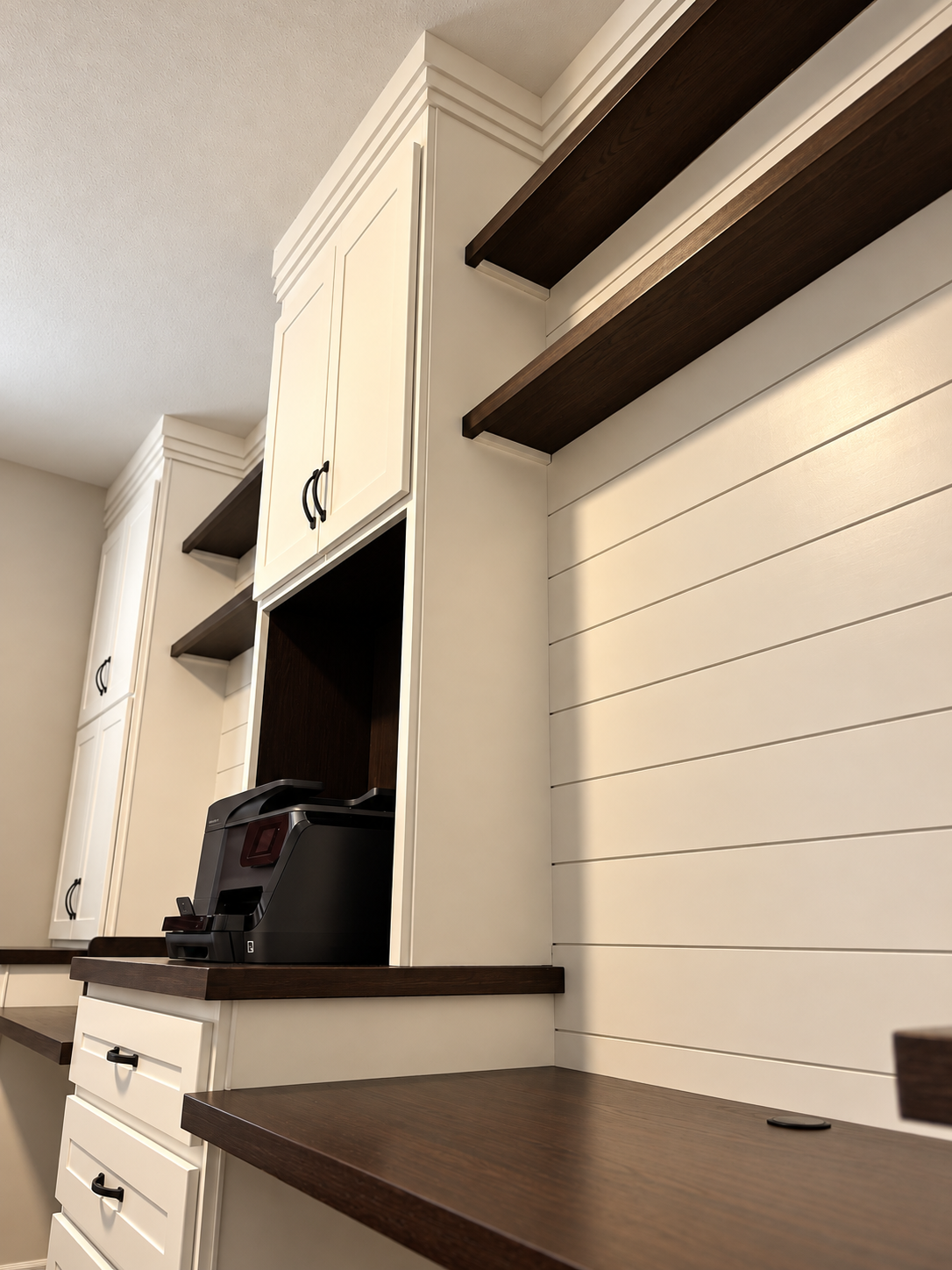 Floating shelves & crown trim
