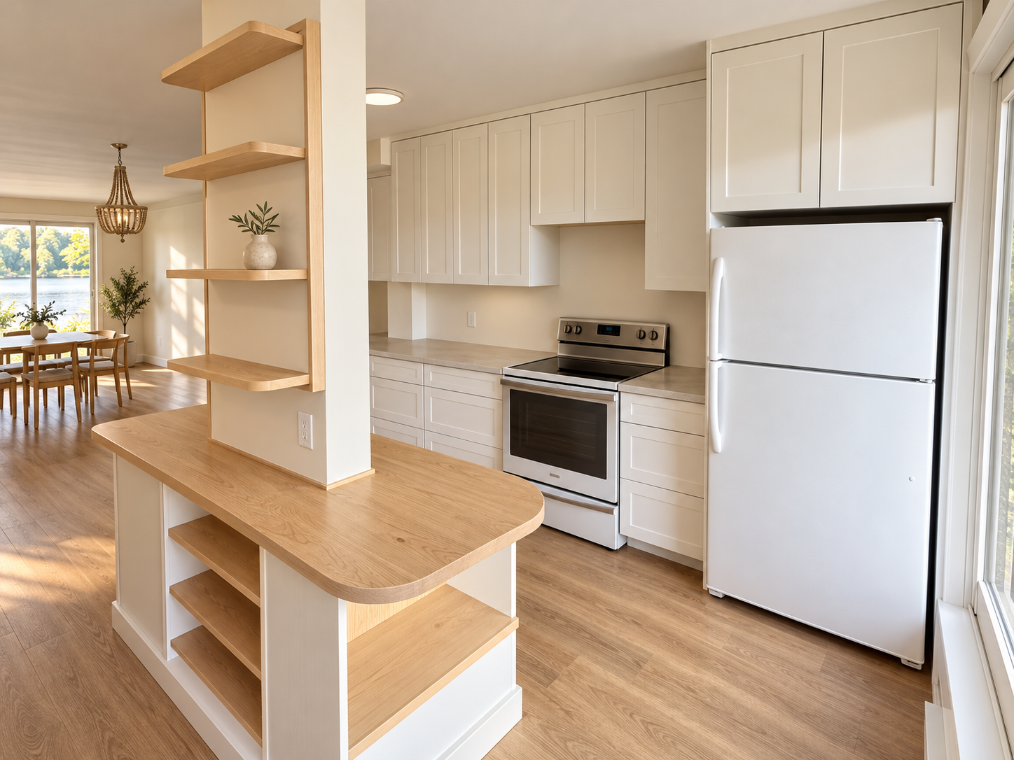 White & wood kitchen