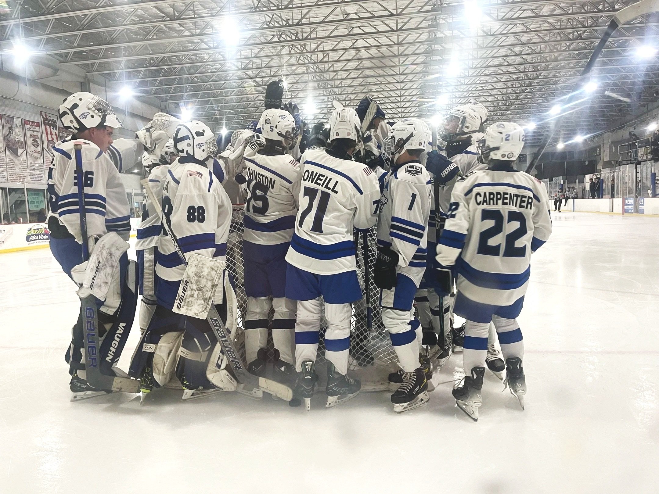 Bishop Broncos Ice Hockey Team at an away game