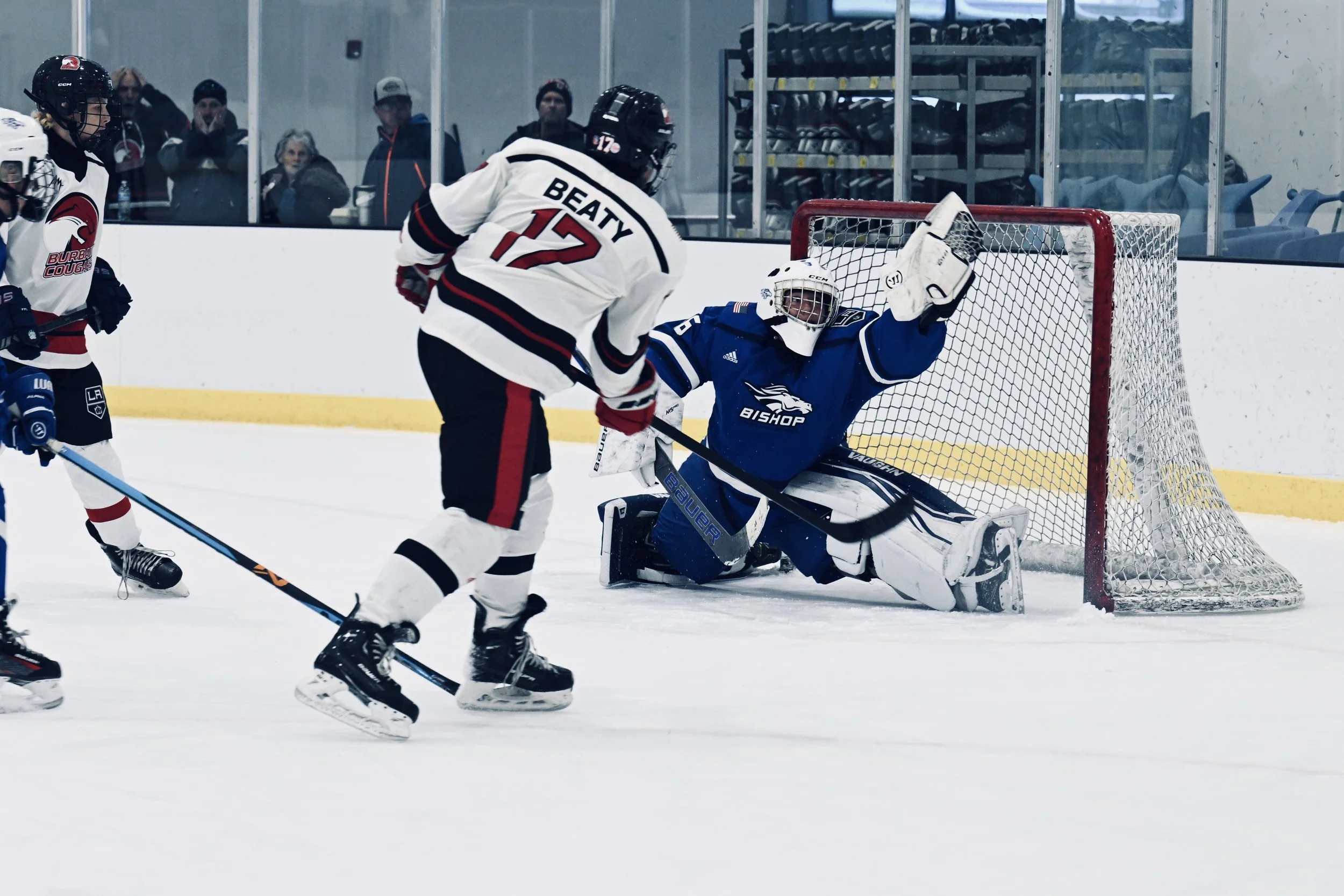 Bishop Broncos Ice Hockey Team at an away game