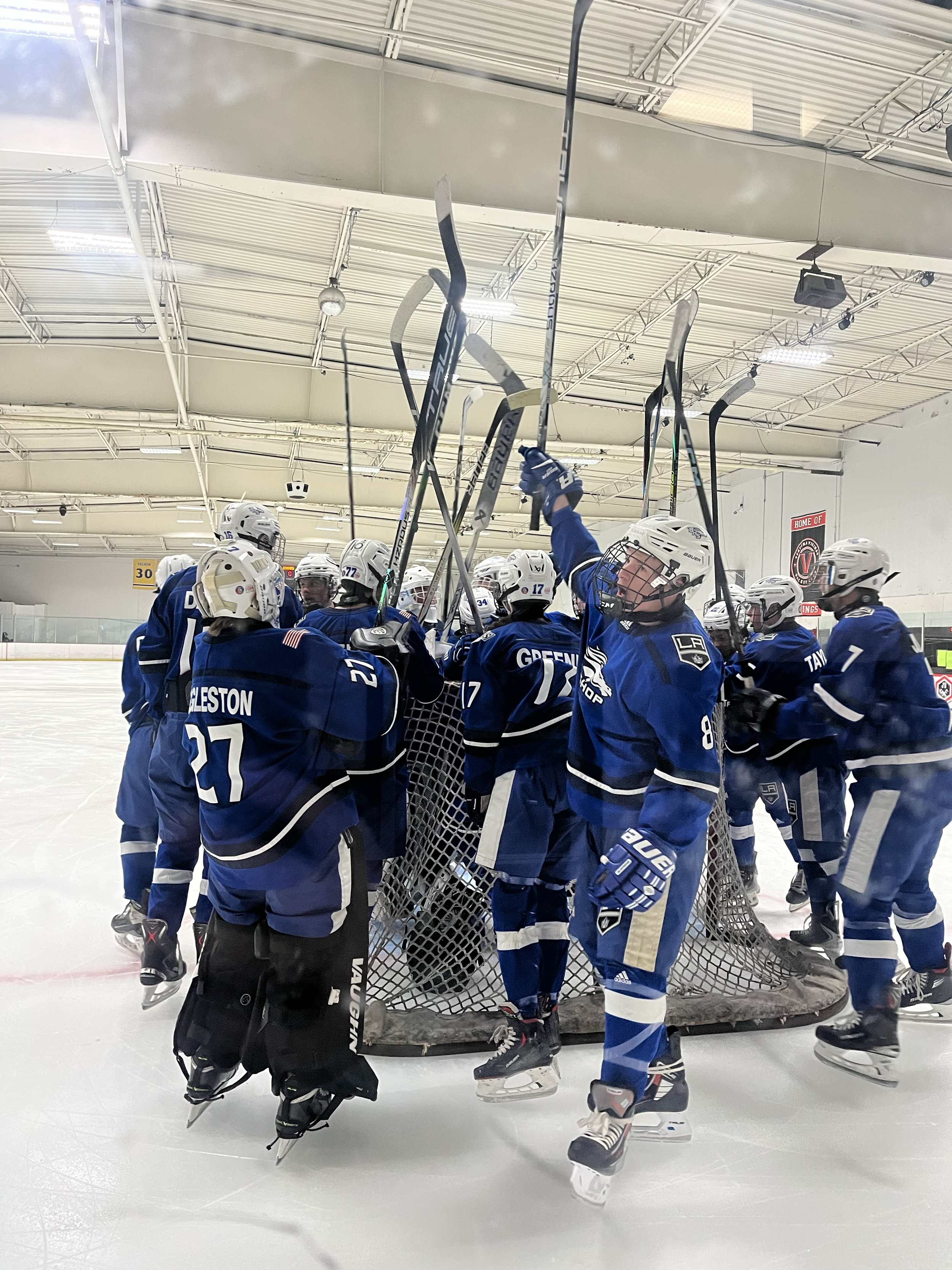 Bishop Broncos Ice Hockey Team at an away game