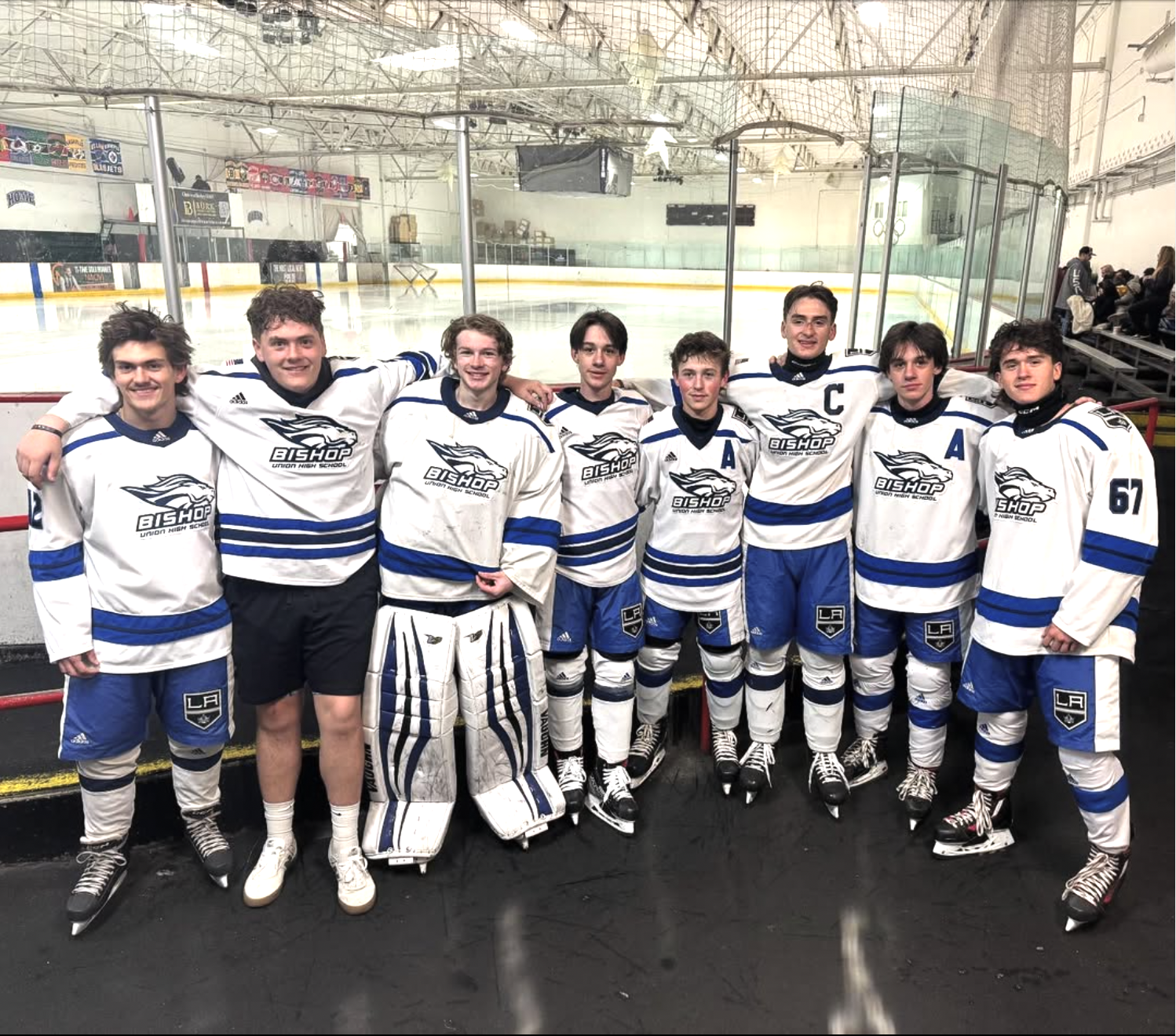 Several Bishop Broncos Ice Hockey Team members during the 2024/25 season.