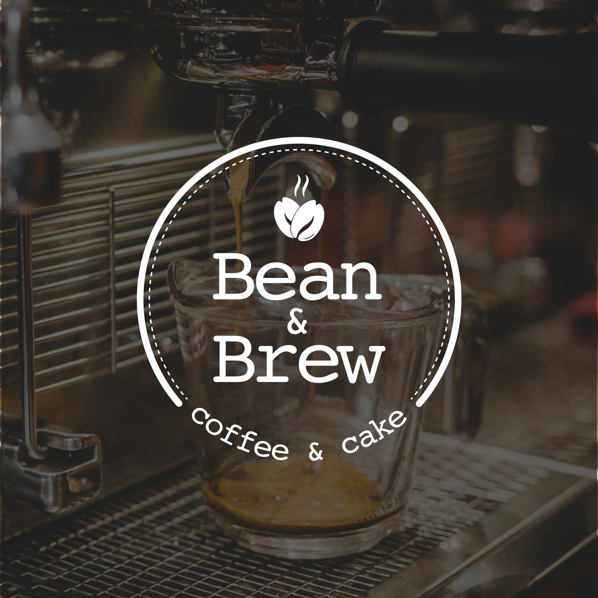 Logo eines Coffee-Shops mit einer stilisierten Kaffeetasse und modernen Schriftzügen, die eine einladende und gemütliche Atmosphäre widerspiegeln