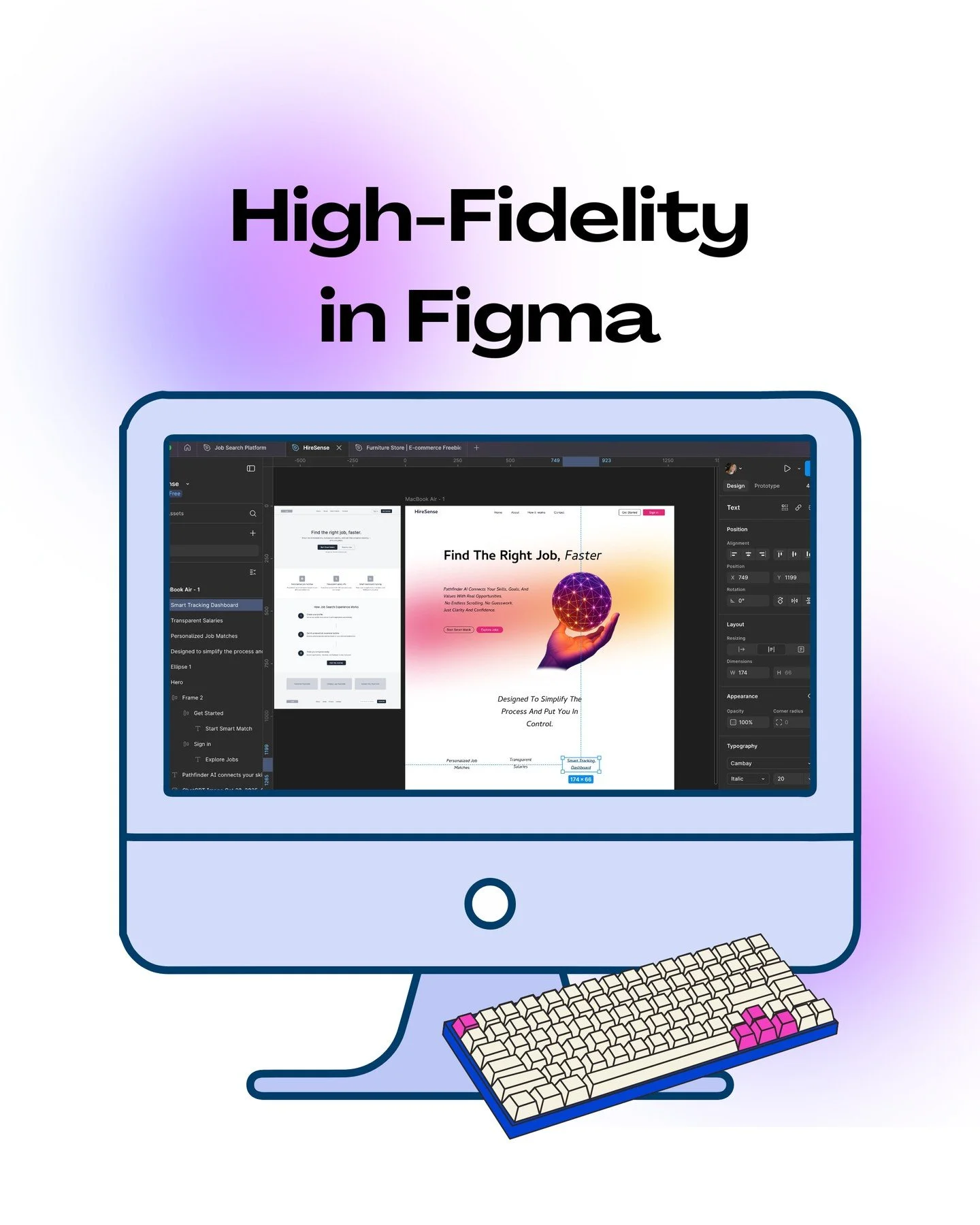 🎨 Designing a Job Search Platform - Bringing UX, Brand, and Vision Together in Figma

💻 Working on the high-fidelity mockup of HireSense, my UX project focused on building a smarter job search platform.
Each detail matters, from the precise layout 