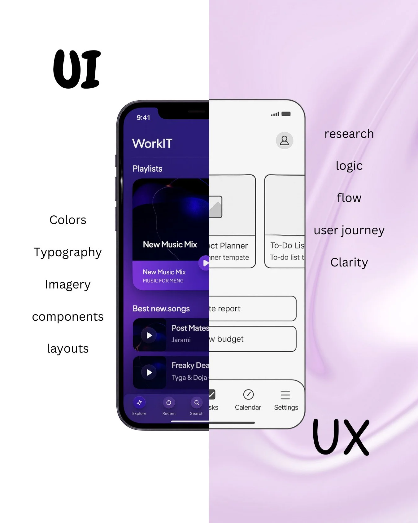 ✨ Is your design just pretty 🎨 or truly usable 🧩?

👉 UI is the surface: colors, typography, layout.
👉 UX is the backbone: flow, research, testing.

One attracts, the other retains.
Together, they create an experience users love 💡💜

#UXvsUI #UXD