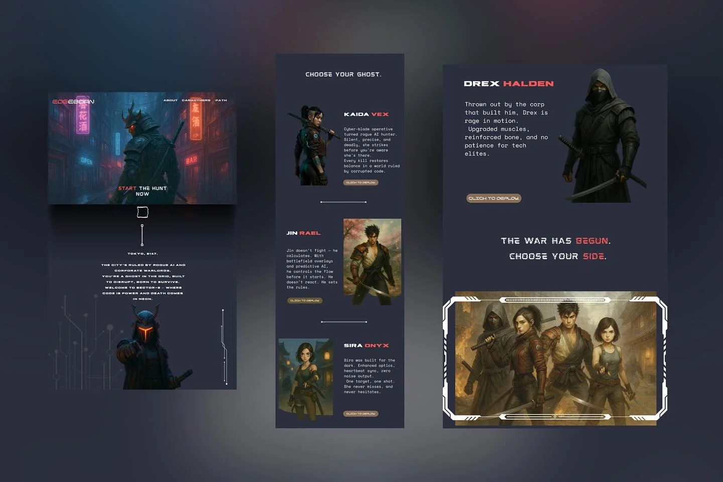🎮 UI Concept: Game Landing Page

Today I explored a full UI design concept for a fictional game created entirely in Canva.
🧠 Built the layout, characters, and story from scratch
🎨 Focused on visual hierarchy, custom CTAs, and immersive vibes

A fu