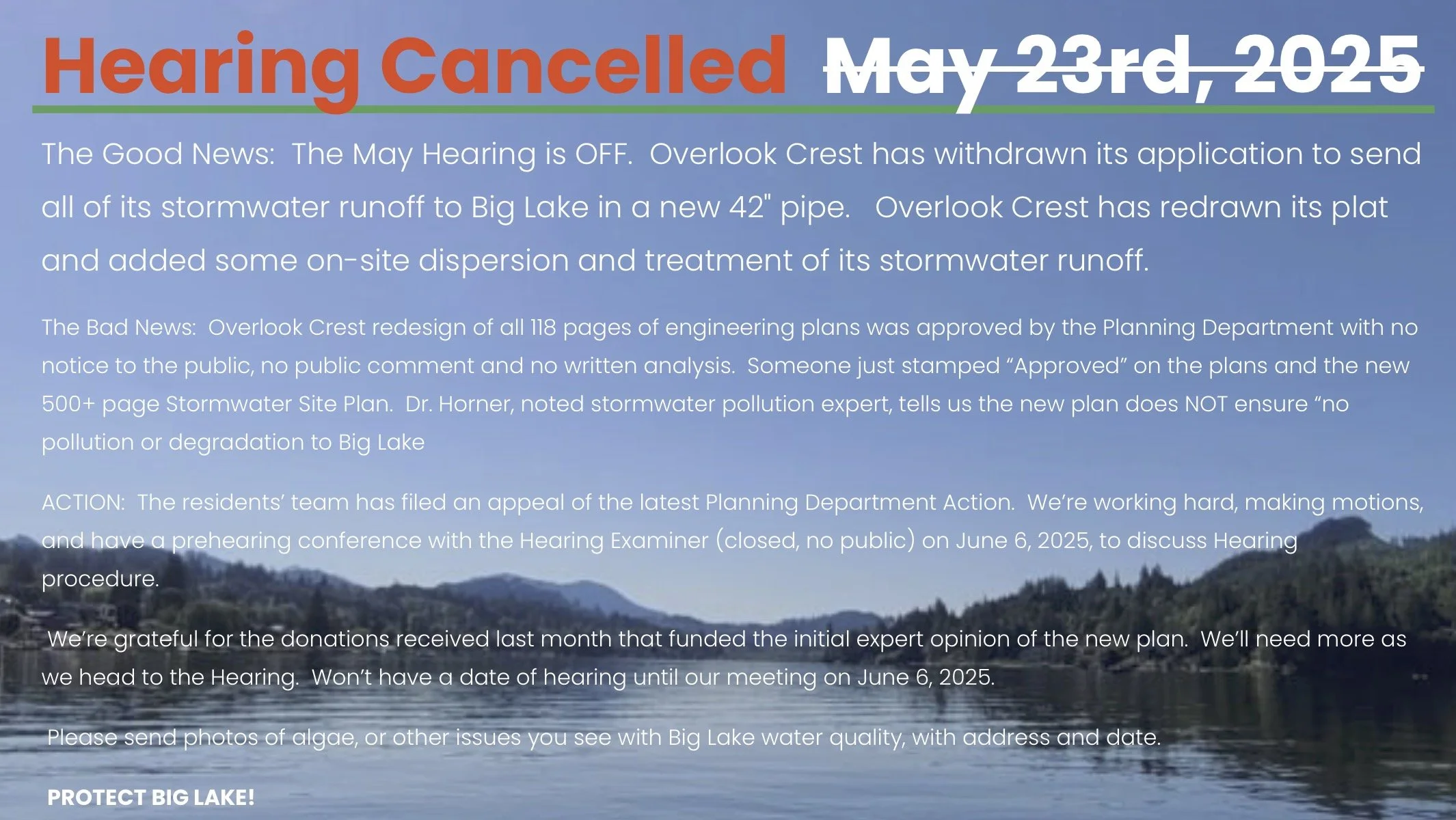 Hearing Cancelled!