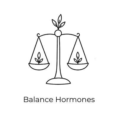 Stylized line drawing of a balance scale with decorative leaves.
