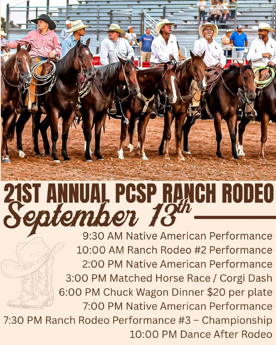 🤠 Saturday, September 13th is jam-packed with Western heritage, competition, and community!

🪶 9:30 AM &ndash; Native American Performance
🐂 10:00 AM &ndash; Ranch Rodeo #2
🪶 2:00 PM &ndash; Native American Performance
🏇 3:00 PM &ndash; Matched 