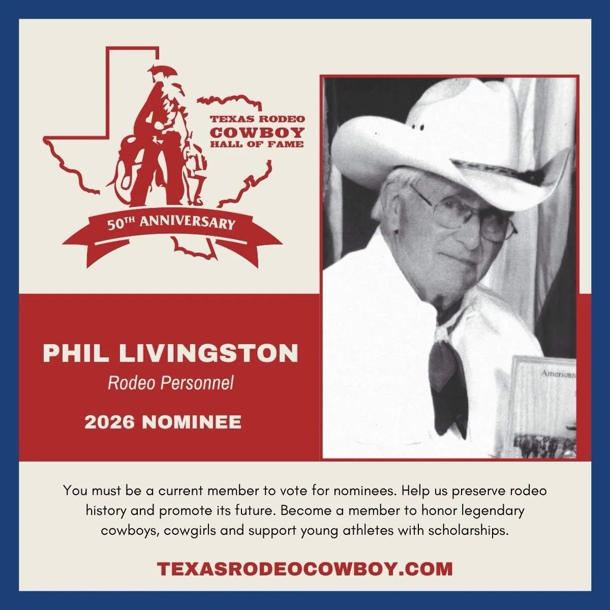 Parker County Sheriff&rsquo;s Posse is proud to celebrate our very own Phil Livingston, who has been officially nominated for the Personnel Division of the 2026 Texas Rodeo Hall of Fame.

If you know Mr. Livingston, you know he embodies hard work, cr