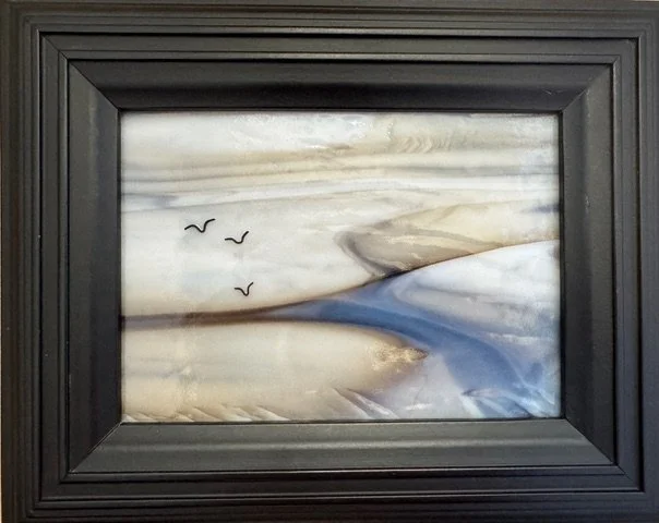 In The Distance: Stained Glass, Black Wire, Frame