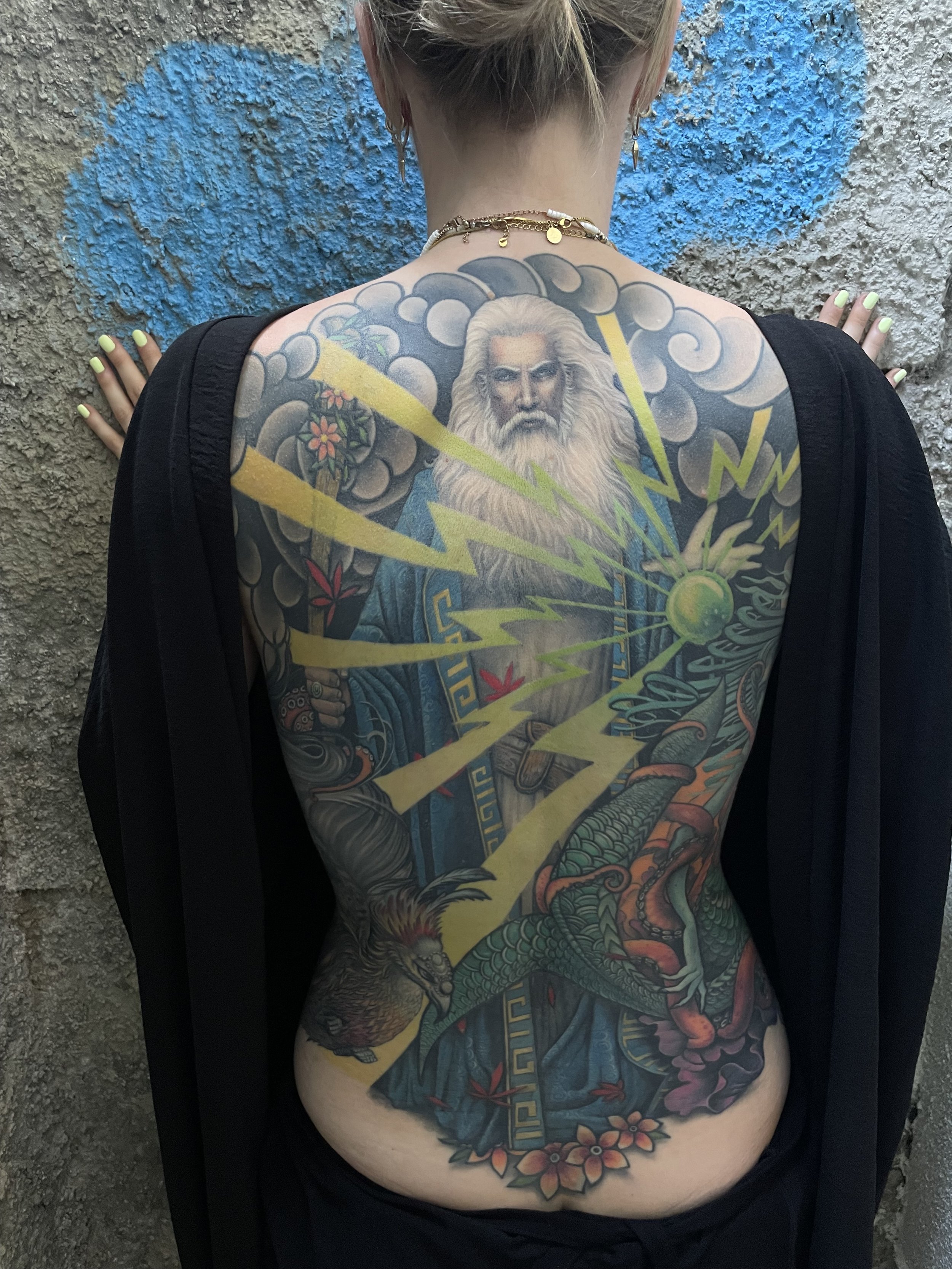 wizard back piece done at Door Number Four Tattoo