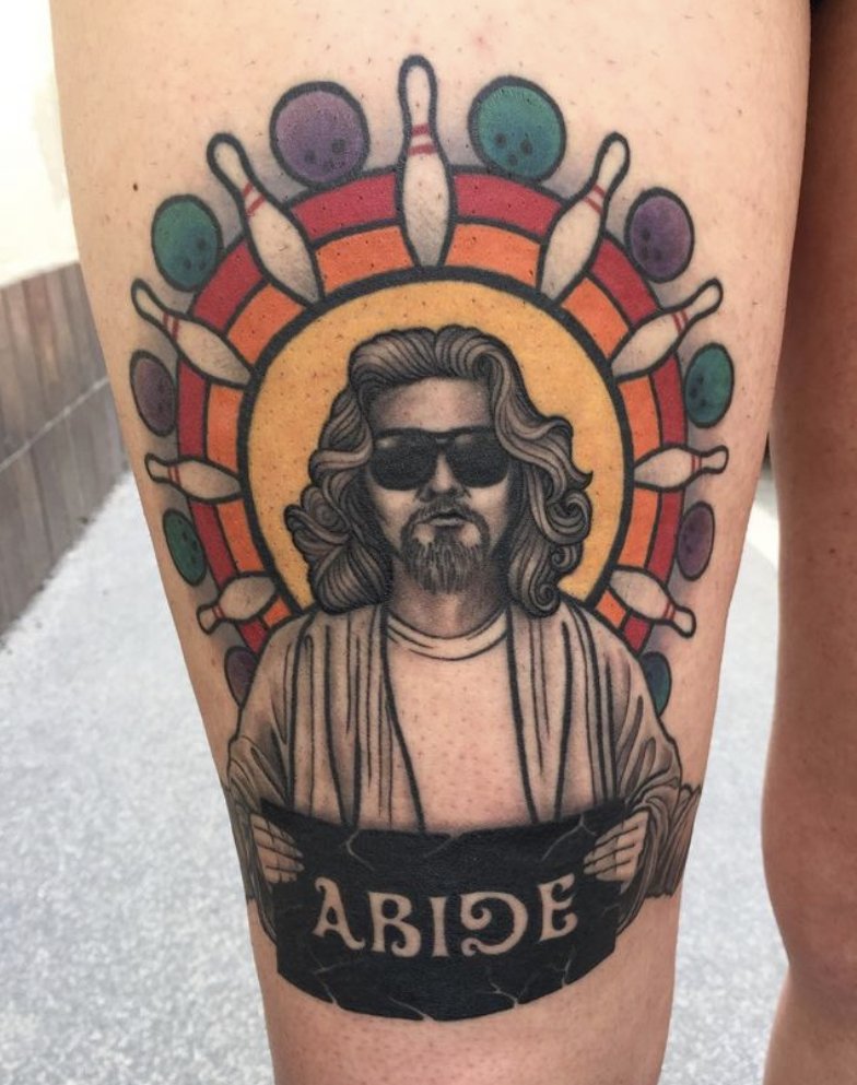 Big Lebowski with bowling pins full color custom
