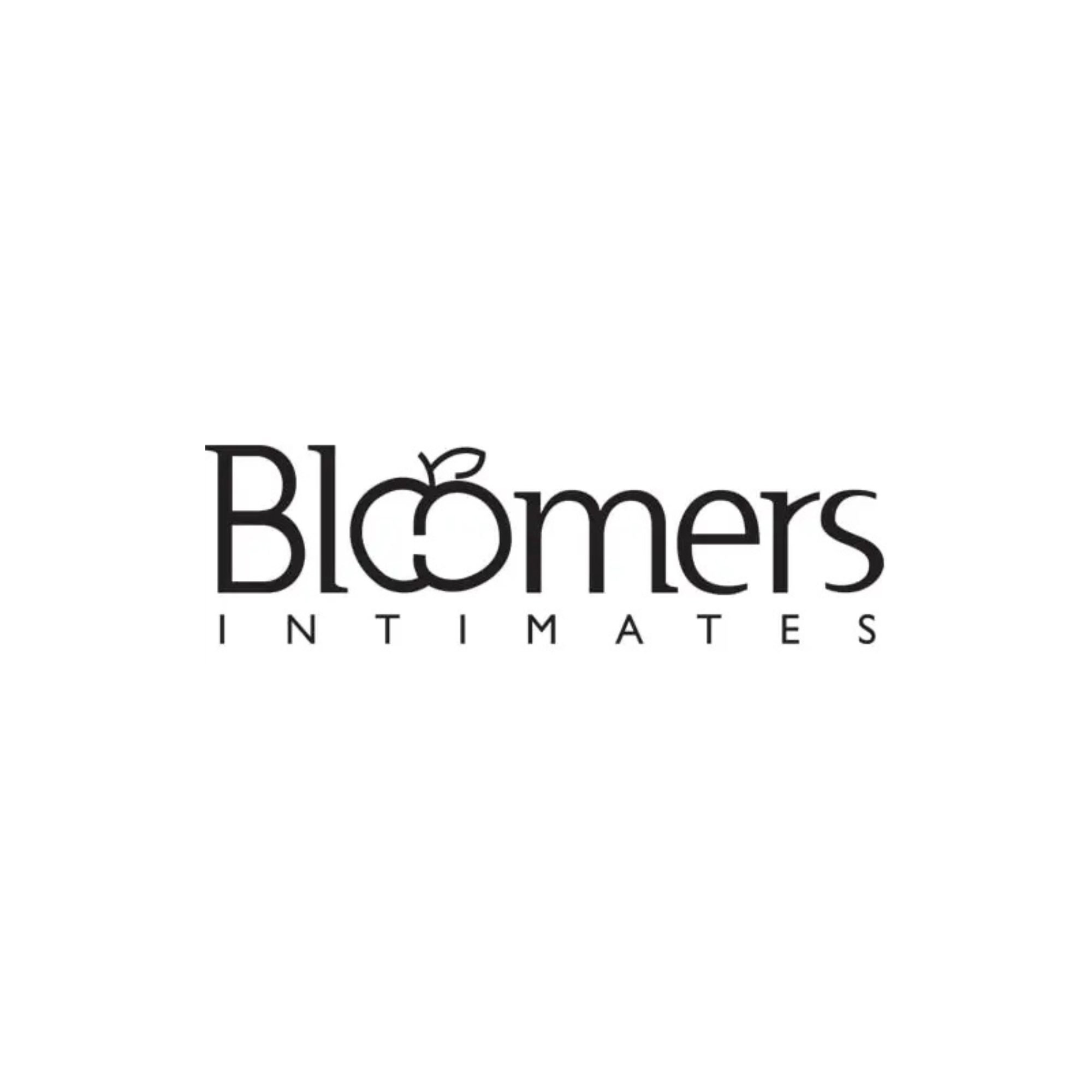 The logo for 'Bloomers Intimates' in black letters on a white background.