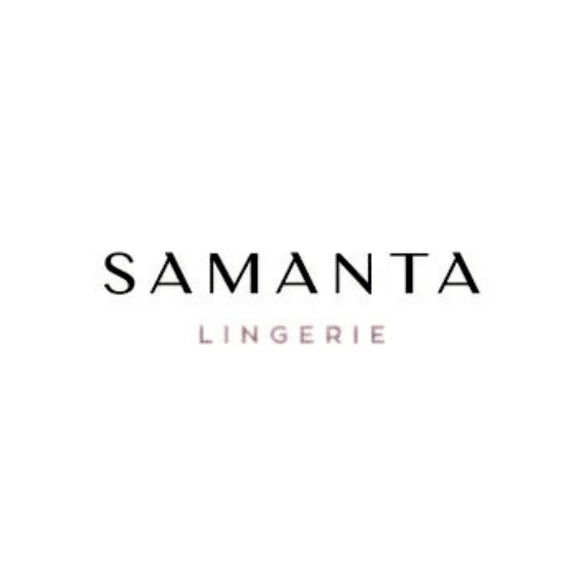 The logo for 'Samanta Lingerie' in black letters on a white background.