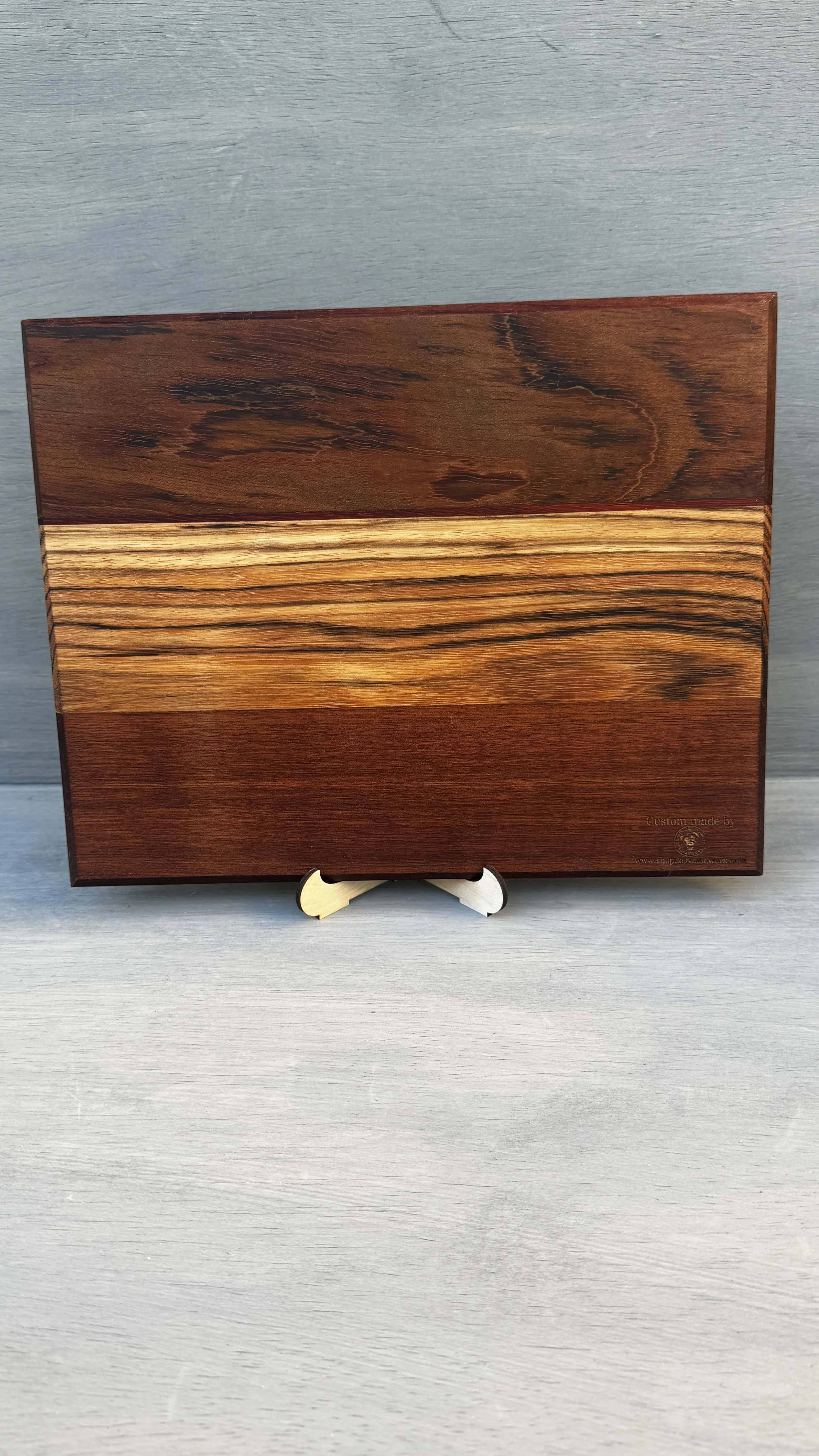 Custom-Made Wood Board – Teak, Zebrawood, Padauk & Bolivian Rosewood