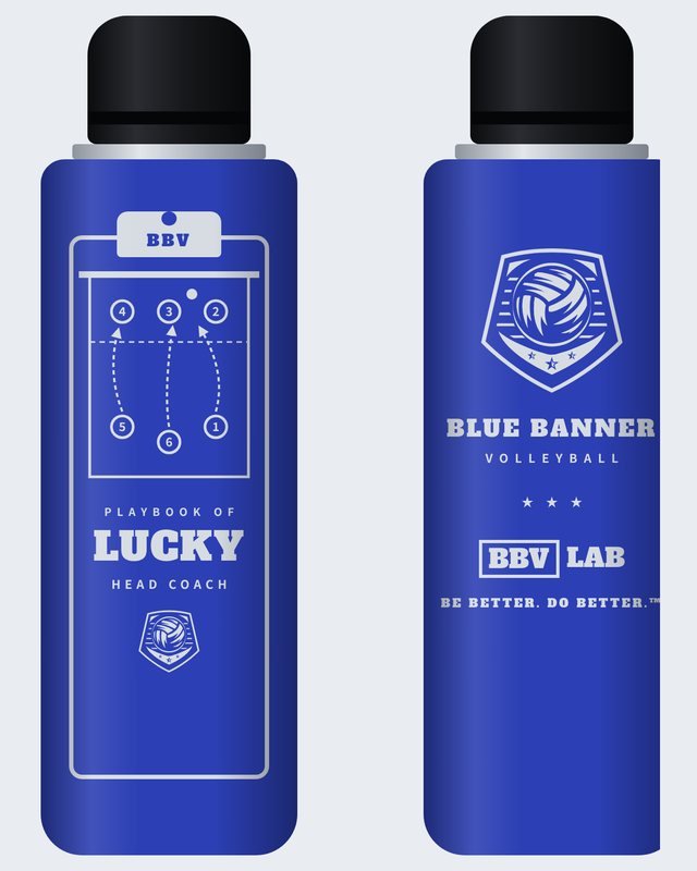 The Playbook tumbler design, engraved front and back