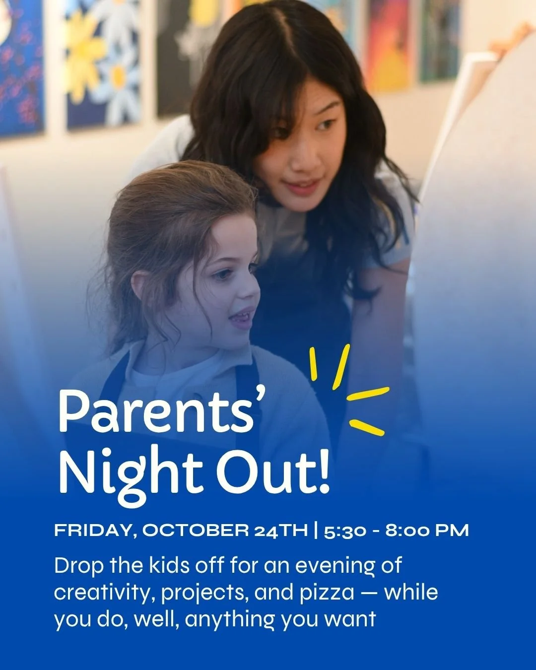 Parents&rsquo; night out = everyone wins 🙌

Book the kids at our Lexington or Madison workshops for an evening of cool projects, pizza, and ices &mdash; we&rsquo;ll handle the fun while you enjoy a night off! 🎨🍕✨