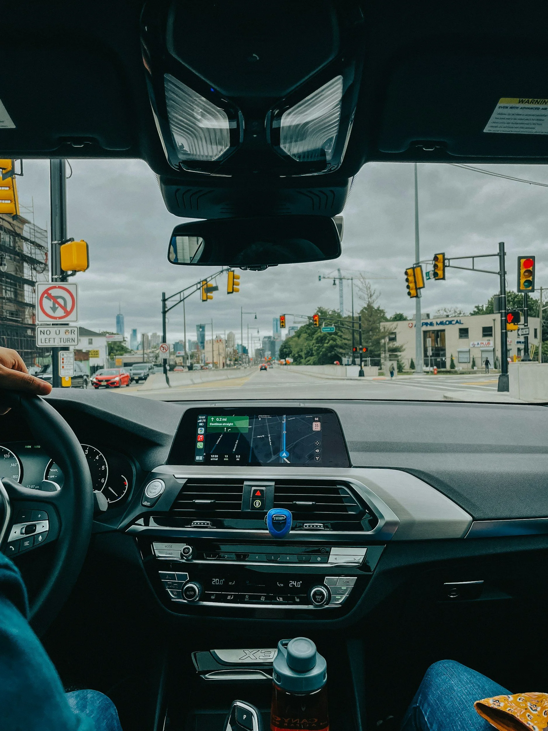 Interior of a rideshare
