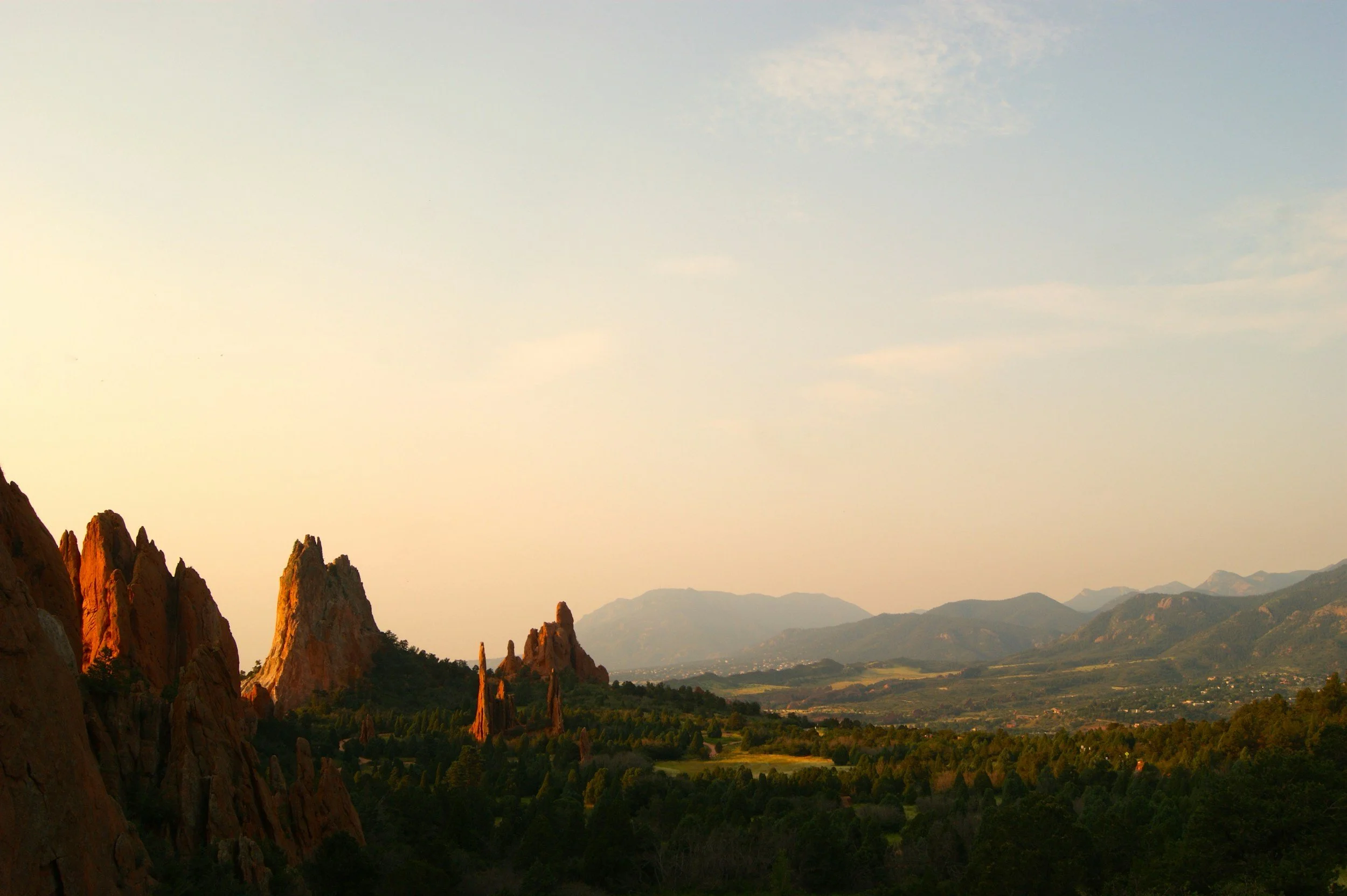 garden of the gods at sunset