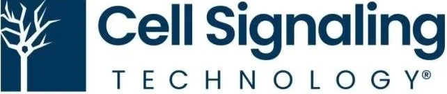 Logo for Cell Signaling Technology with text and a stylized tree in blue.