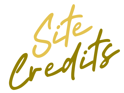 "Site Credits" written in a stylized, cursive font with a gradient from light to dark yellow.