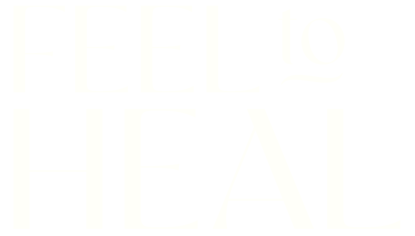 "FEEL to HEAL" text in white on a light background.