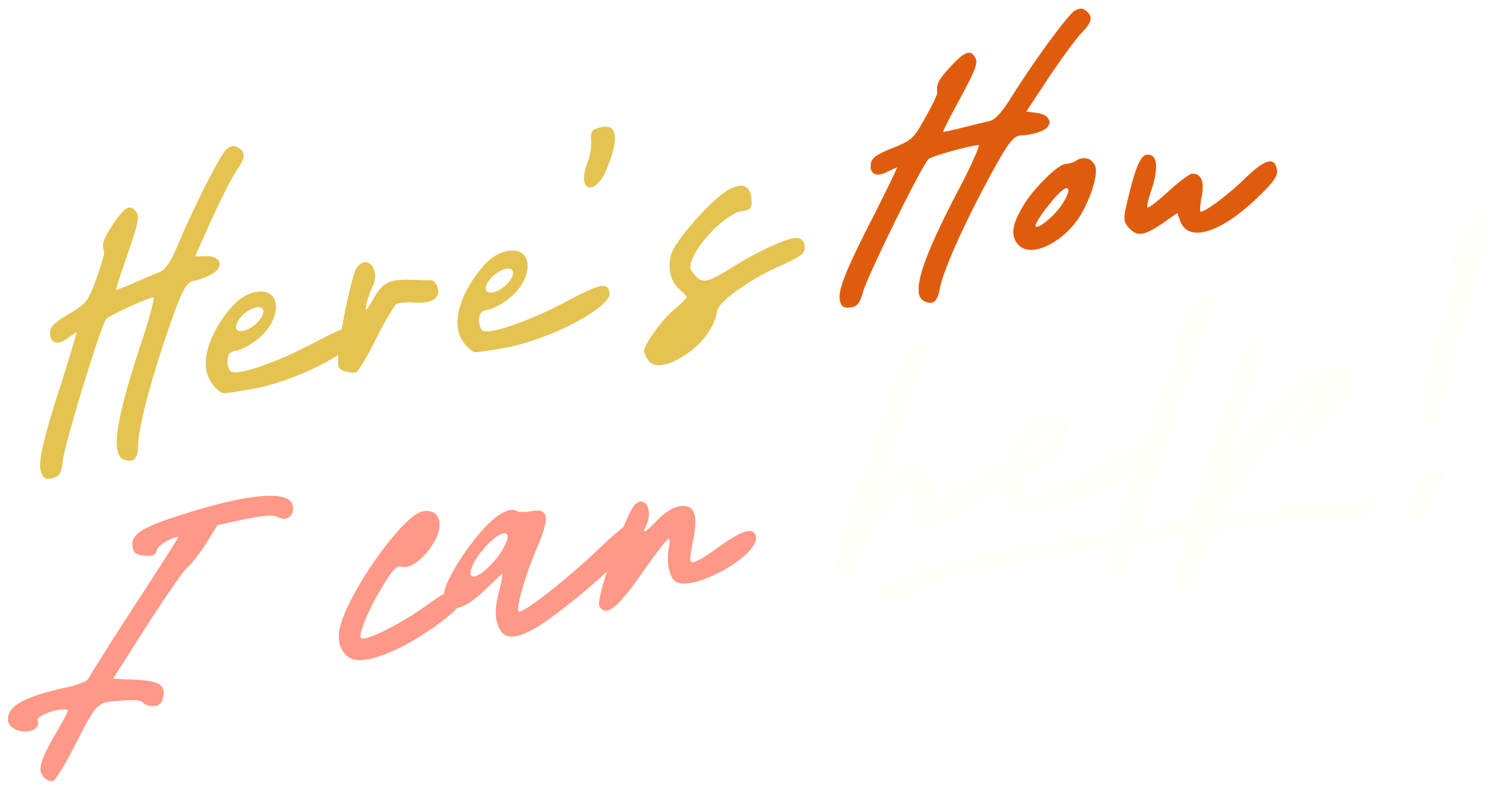 Handwritten text: "Here's How I can help!" in multicolored script.