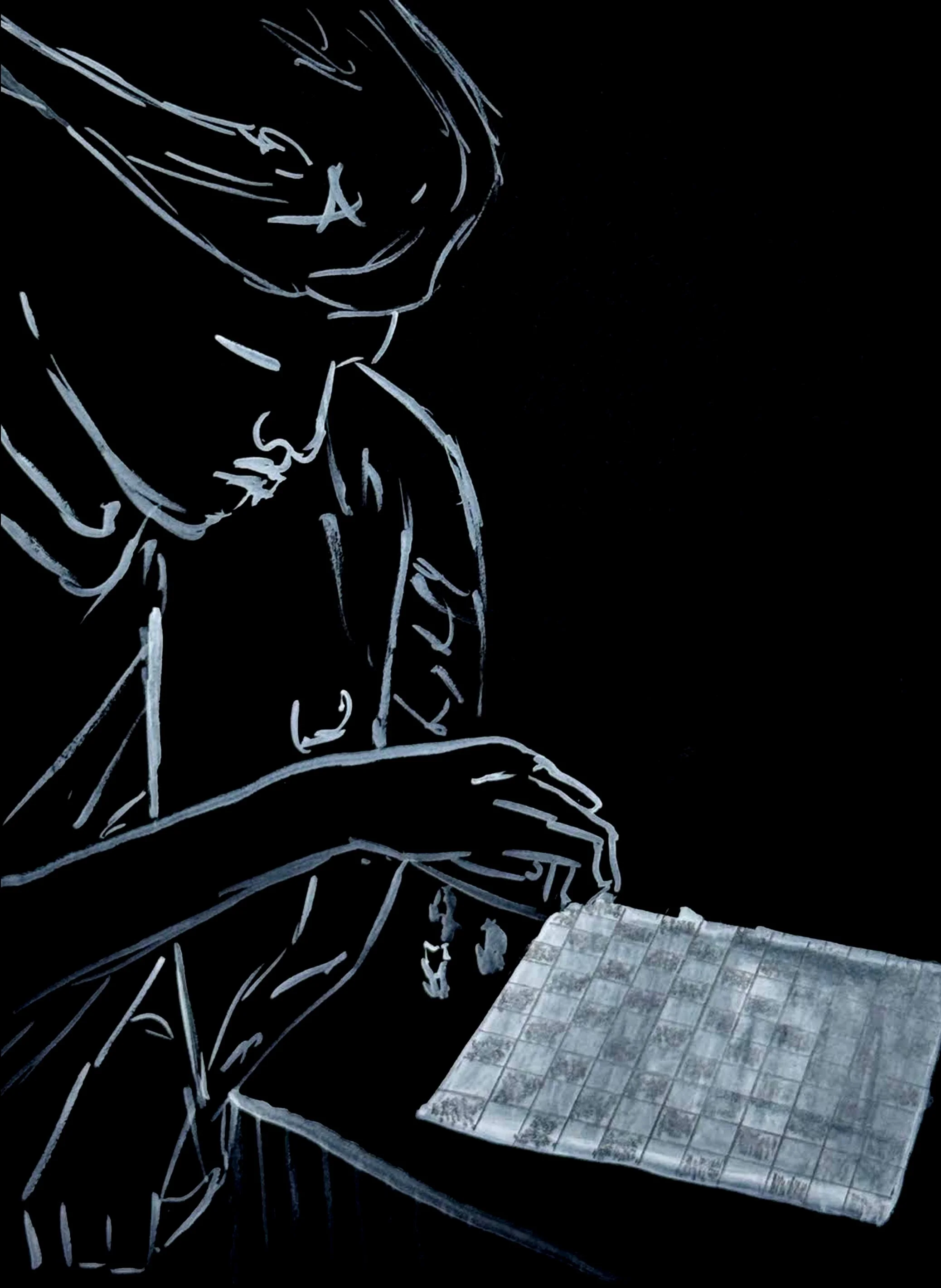 Chess Solos, No. 6, Gouache on mixed media paper, 8 x 10 in, 2026