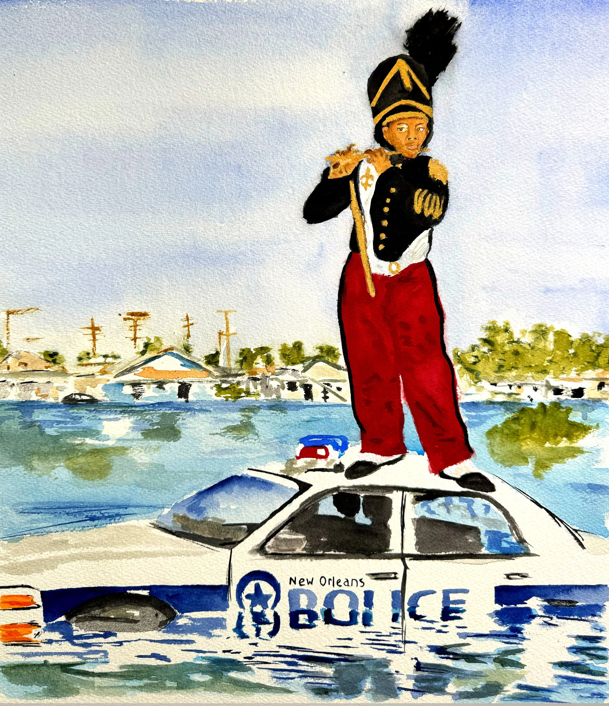 For Those Who Chose the City,  Watercolor  on watercolor paper, 8 x 10 in, 2026