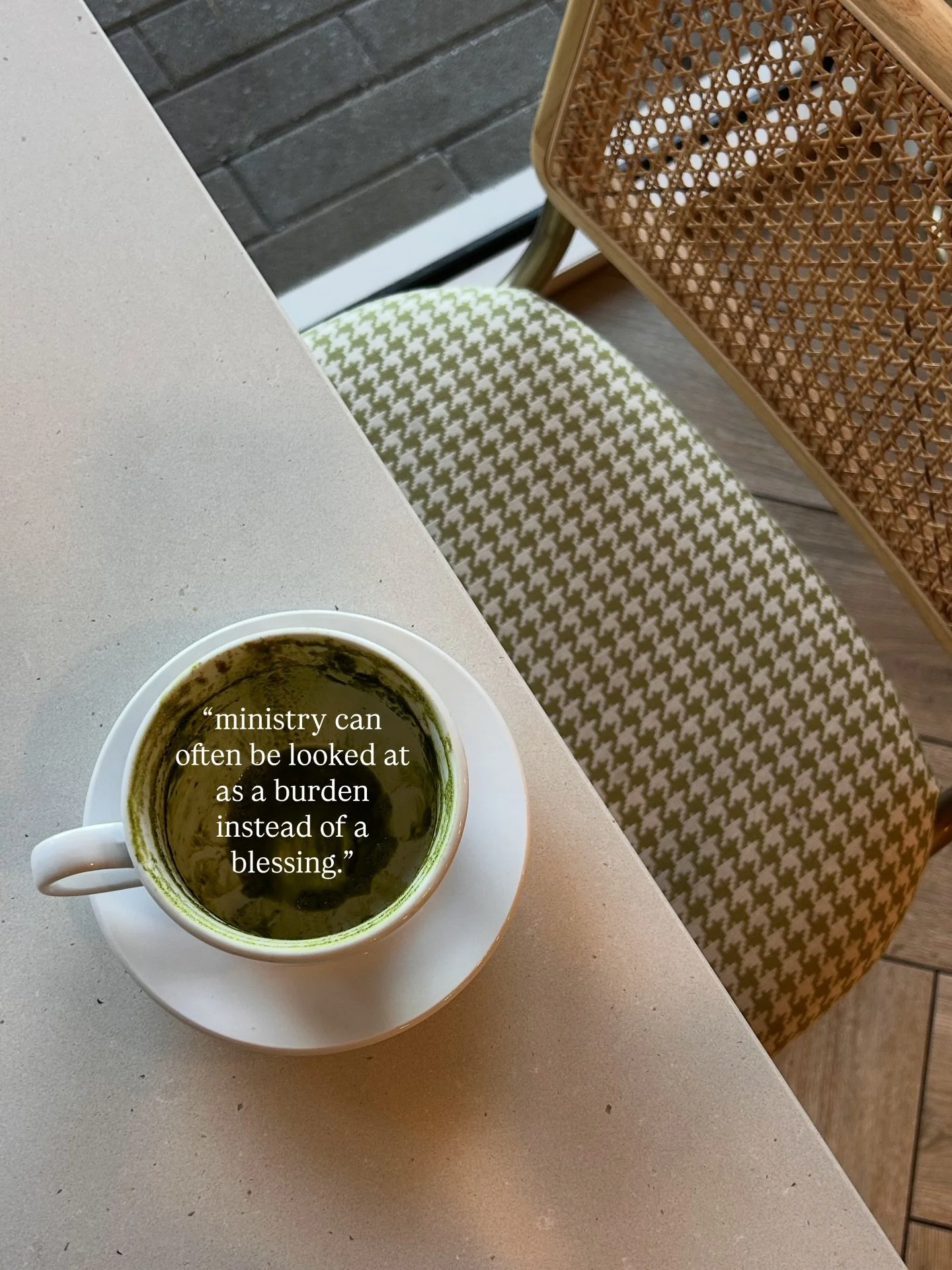 I heard this in a sermon this past Sunday, and it stayed with me.

I love the ministry. I love serving. I love serving with others&mdash;spending time with people who share the same goal: serving Christ over ourselves. But I&rsquo;ve learned that ser