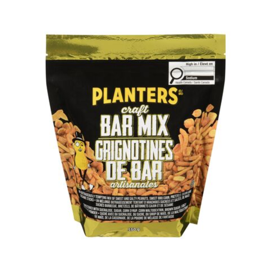 Package of Planters Craft Bar Mix with peanuts, sweet rice, and corn snacks