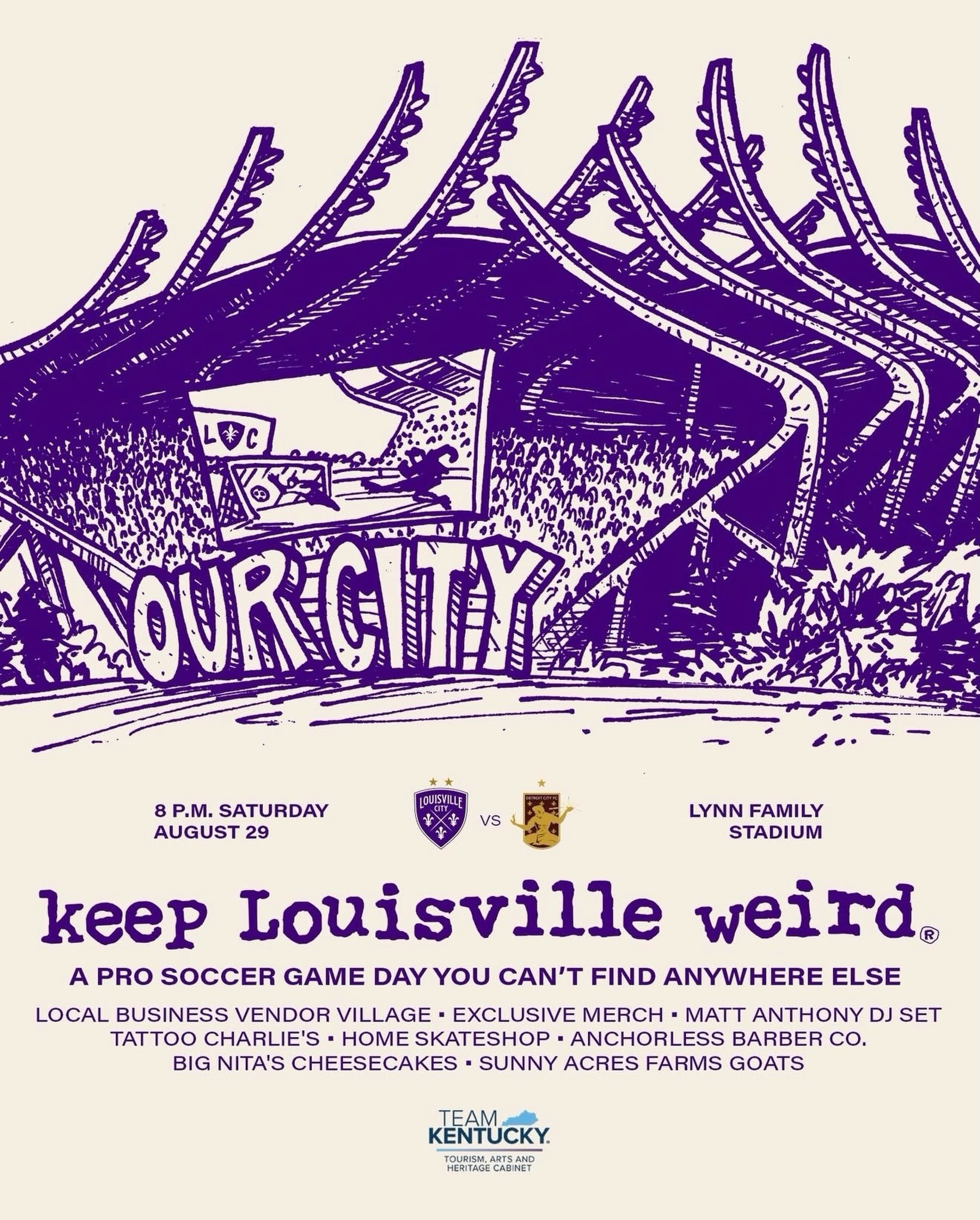 Keep Louisville Weird Night is coming to Lynn Family Stadium! Join us with @keeplouisvilleweird502 and @louisvillecityfc on Saturday, August 29 as LouCity takes on Detroit City FC at 8 p.m.!

Keep Louisville Weird by grabbing your tickets today: http