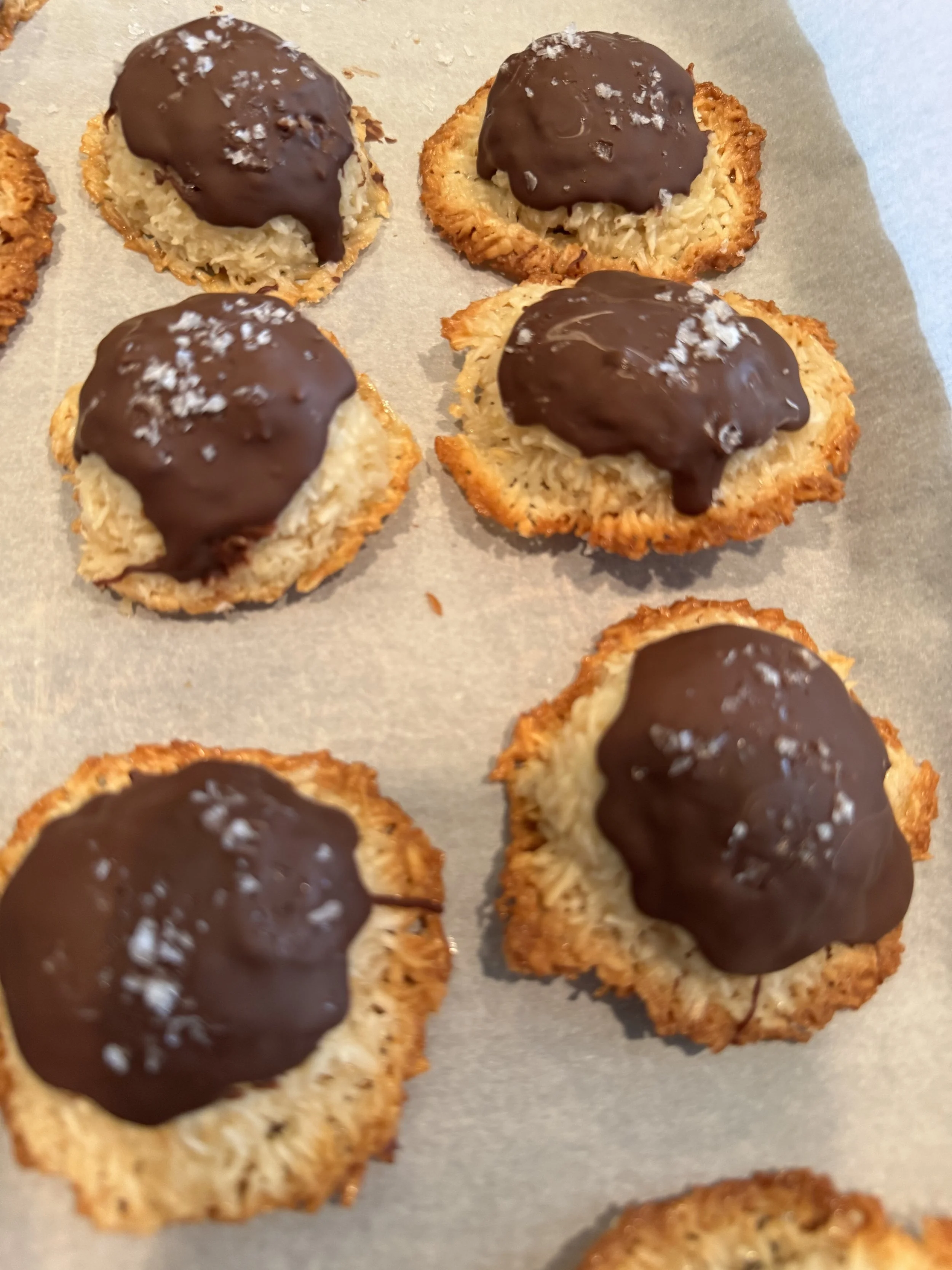 Chocolate Dipped & Sea Salt Coconut Macaroons