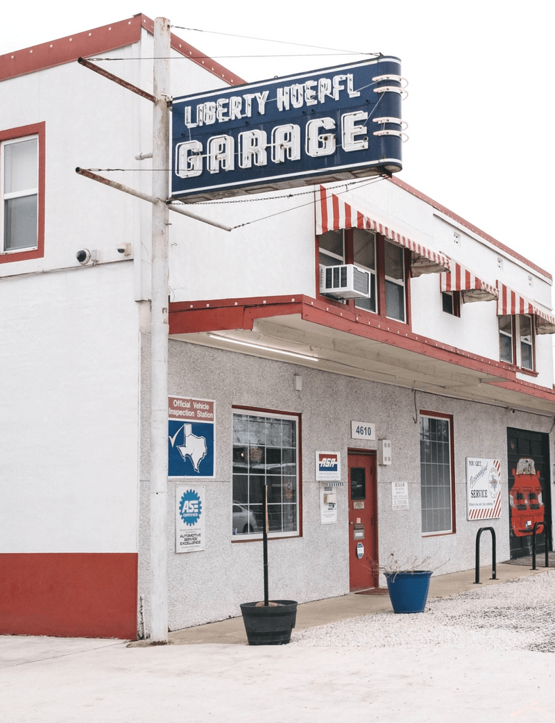 Liberty Hoepfl Garage, a historic auto shop in the Garden Oaks neighborhood, is now under the Clutch Automotive brand.