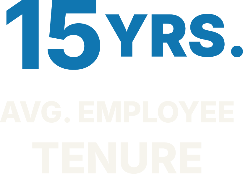 Graphic showing that the average employee tenure is 15 years.