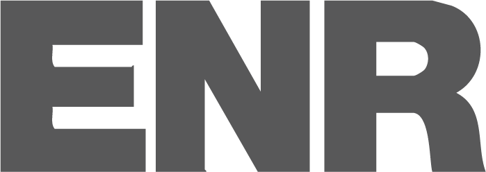 Close-up of the letters 'ENR' in bold, black font on a gray background.
