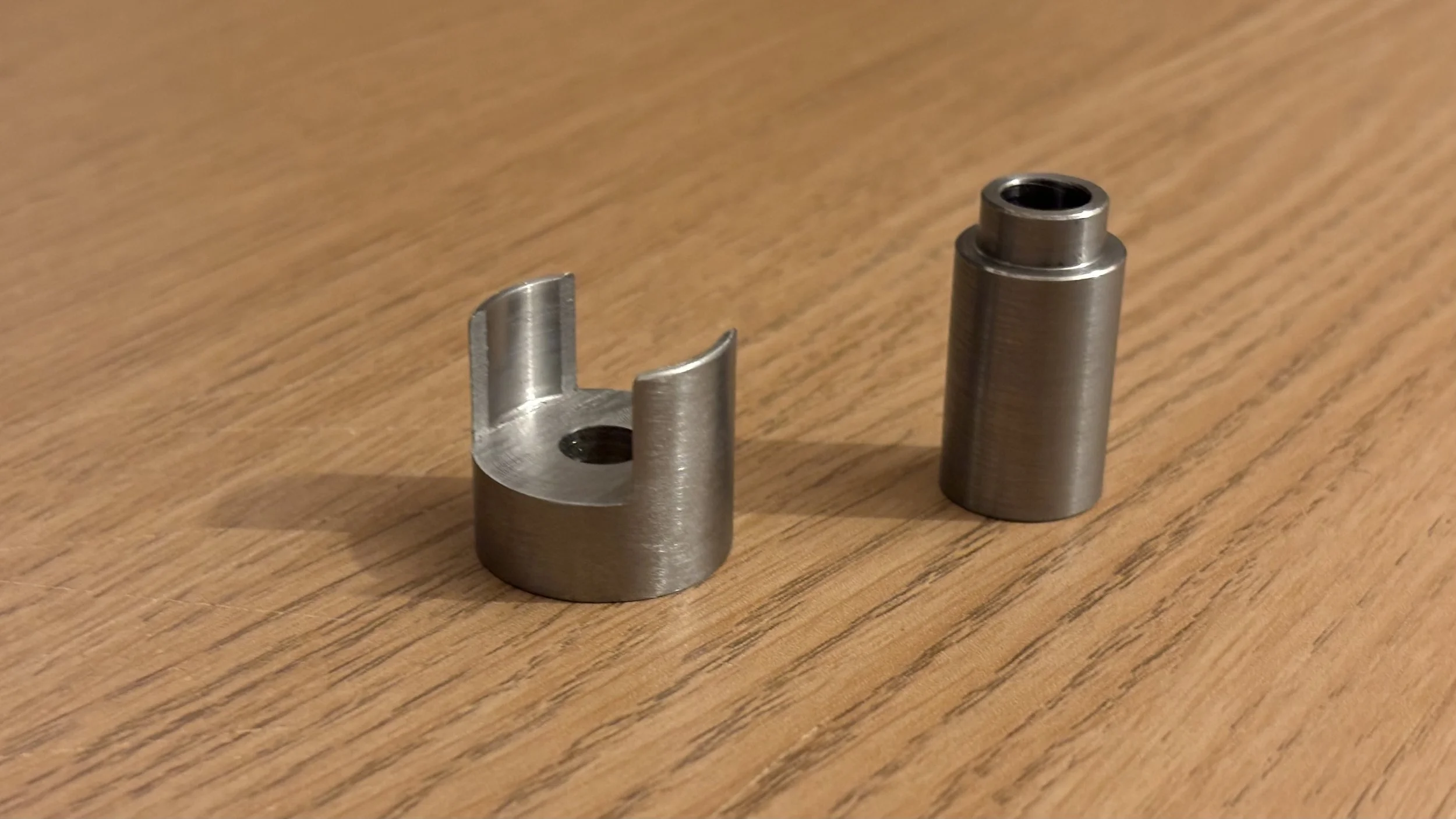 Precision‑machined steel bearing cups and PND bearing presses produced for a bicycle repair company developing solutions to a niche mechanical problem. Manufactured from high‑strength steel with accurate turning, facing and tolerance control, these c